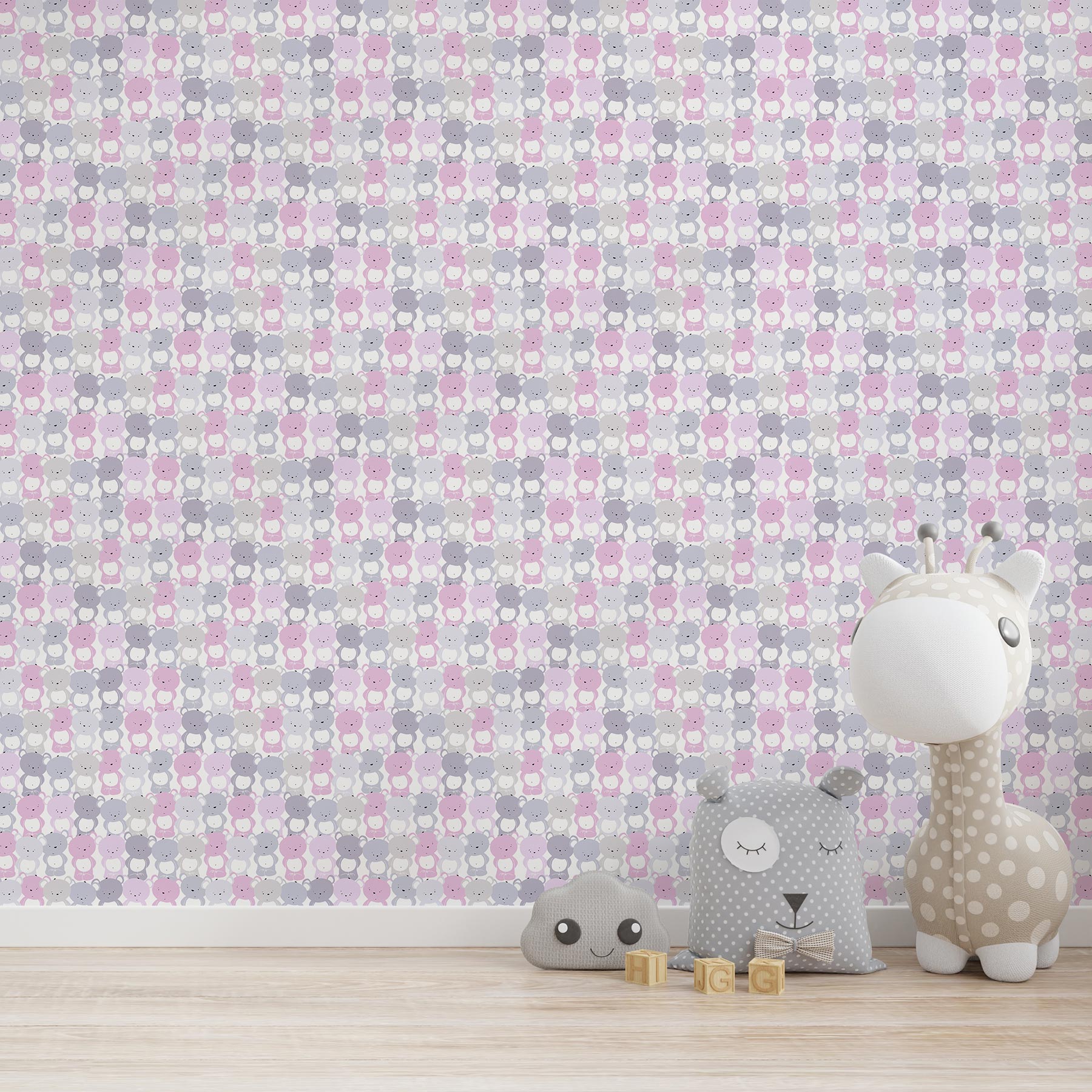 Tapete Tiere Maria M1-No.741 | Vliestapete | Rosa | Grau | Tapete mit Tieren