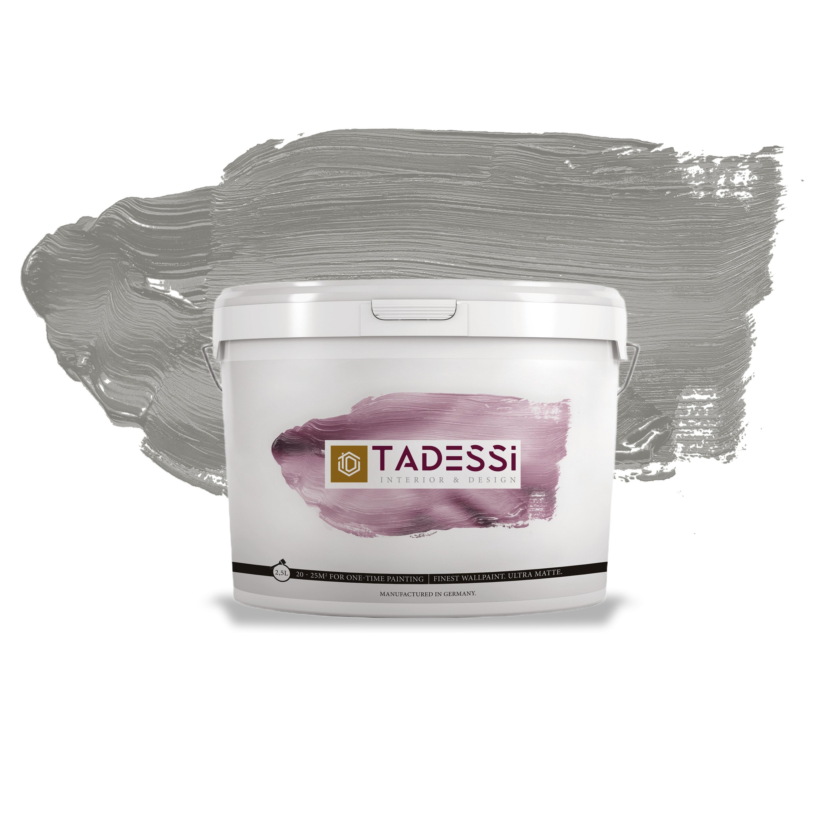 TADESSI Color Vista - Wandfarbe Grau - Zementgrau - Matte Innenfarbe - Hochwertige Dispersionsfarbe