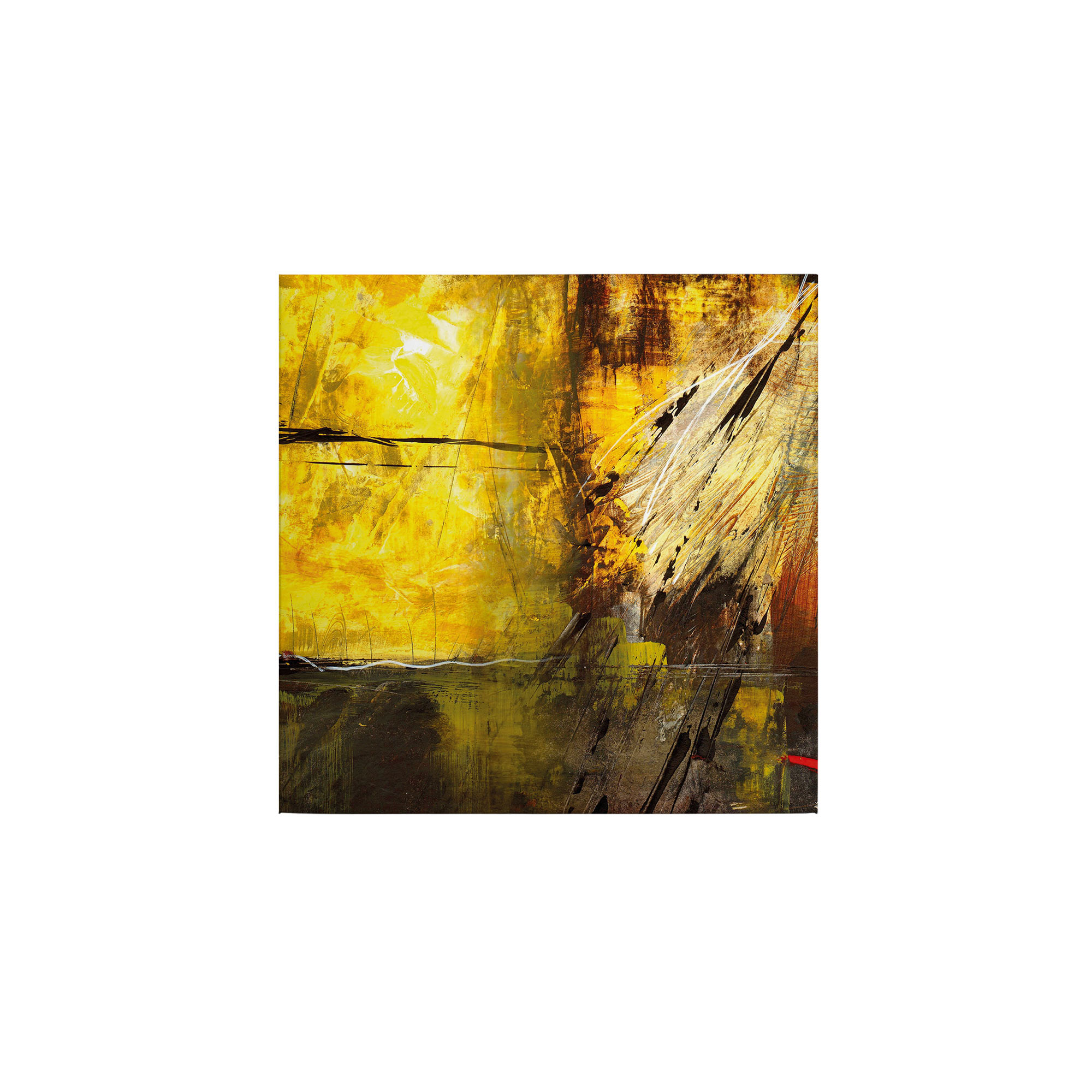 Leinwandbild Kunst M1-No.50551 | Wandbild 50 x 50 cm | Gelb Braun Keilrahmen Abstrakt