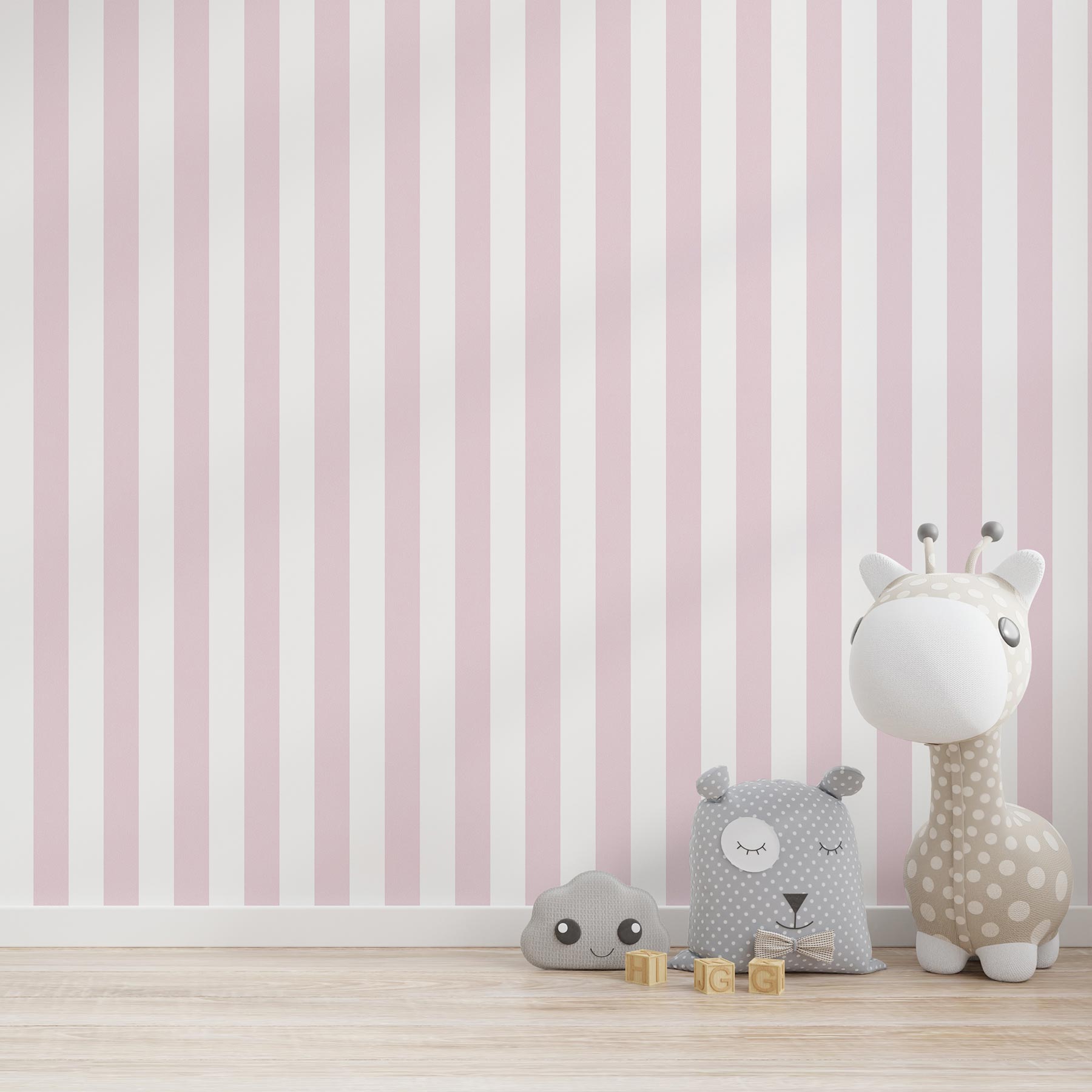 Tapete Kinderzimmer M1-No.768 | Vliestapete | Rosa | Weiß | Streifentapete