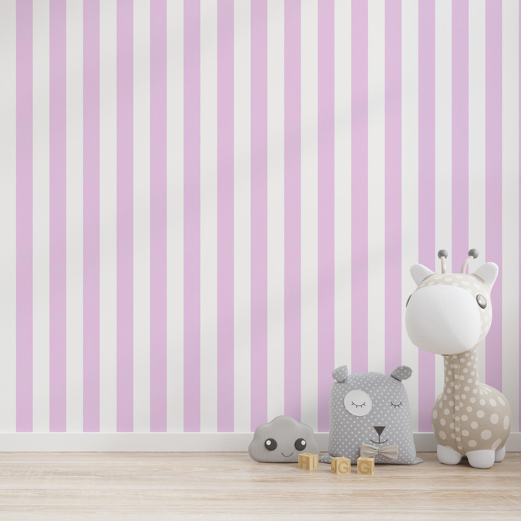 Tapete Kinderzimmer M1-No.767 | Vliestapete | Rosa | Weiß | Streifentapete