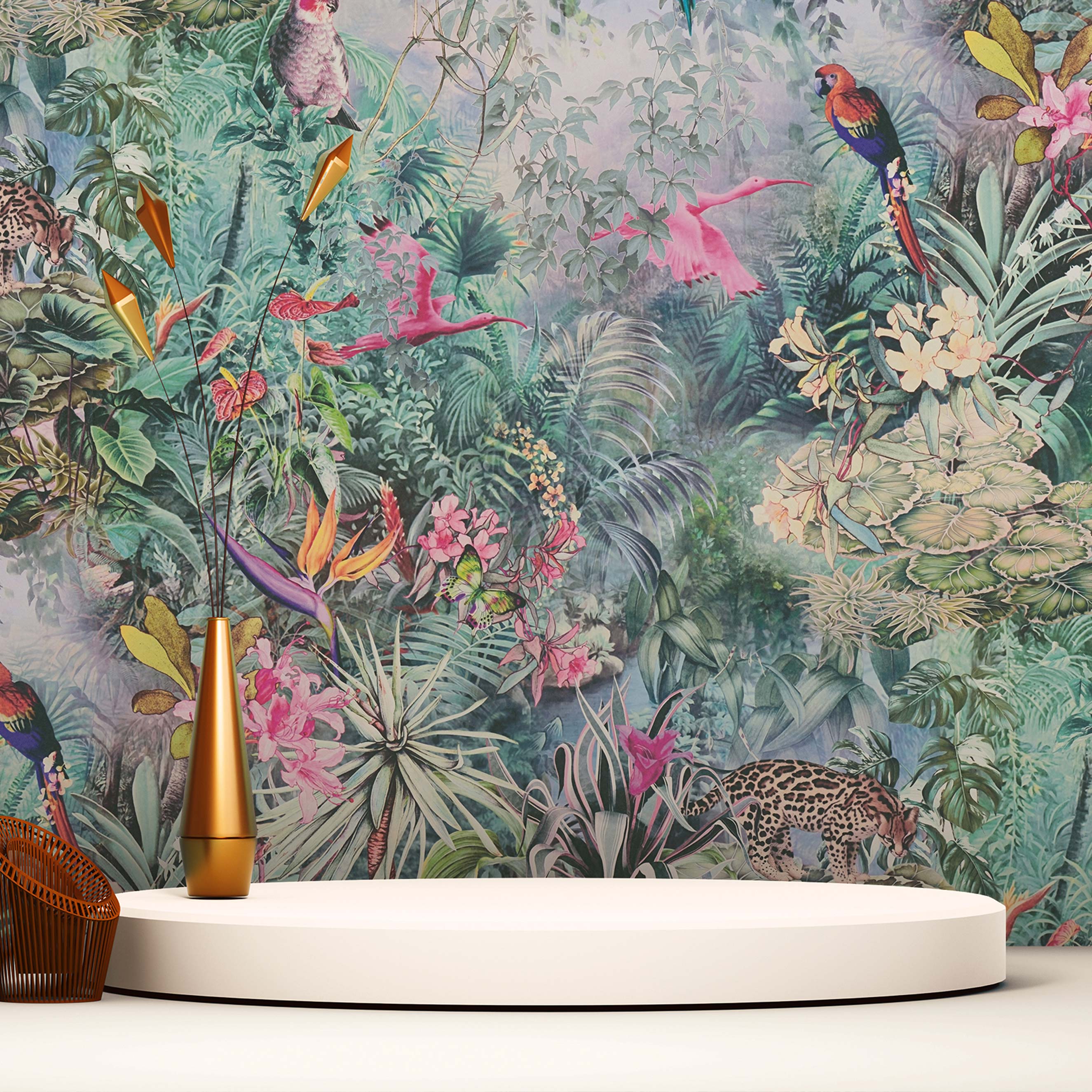 Tapete Blumen Florentin M1-No.1704 | Vliestapete | Grün | Rosa | Floral | Natur