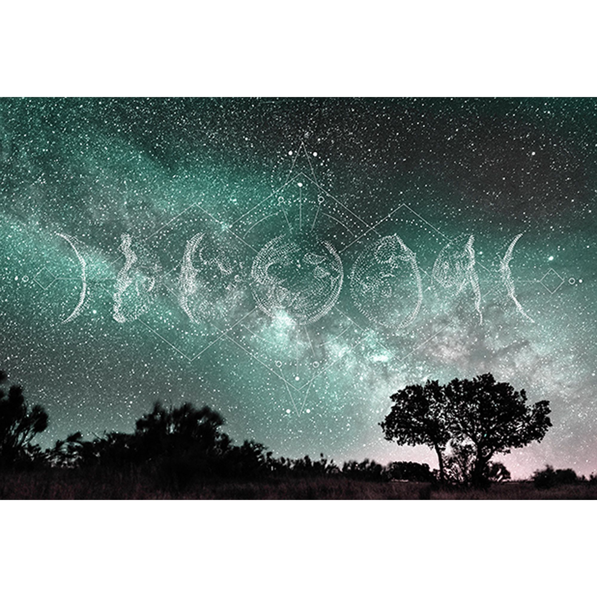 Fototapete Himmel M1-No.60200 | Digitaldruck | Grün | Blau | Mond | Wald