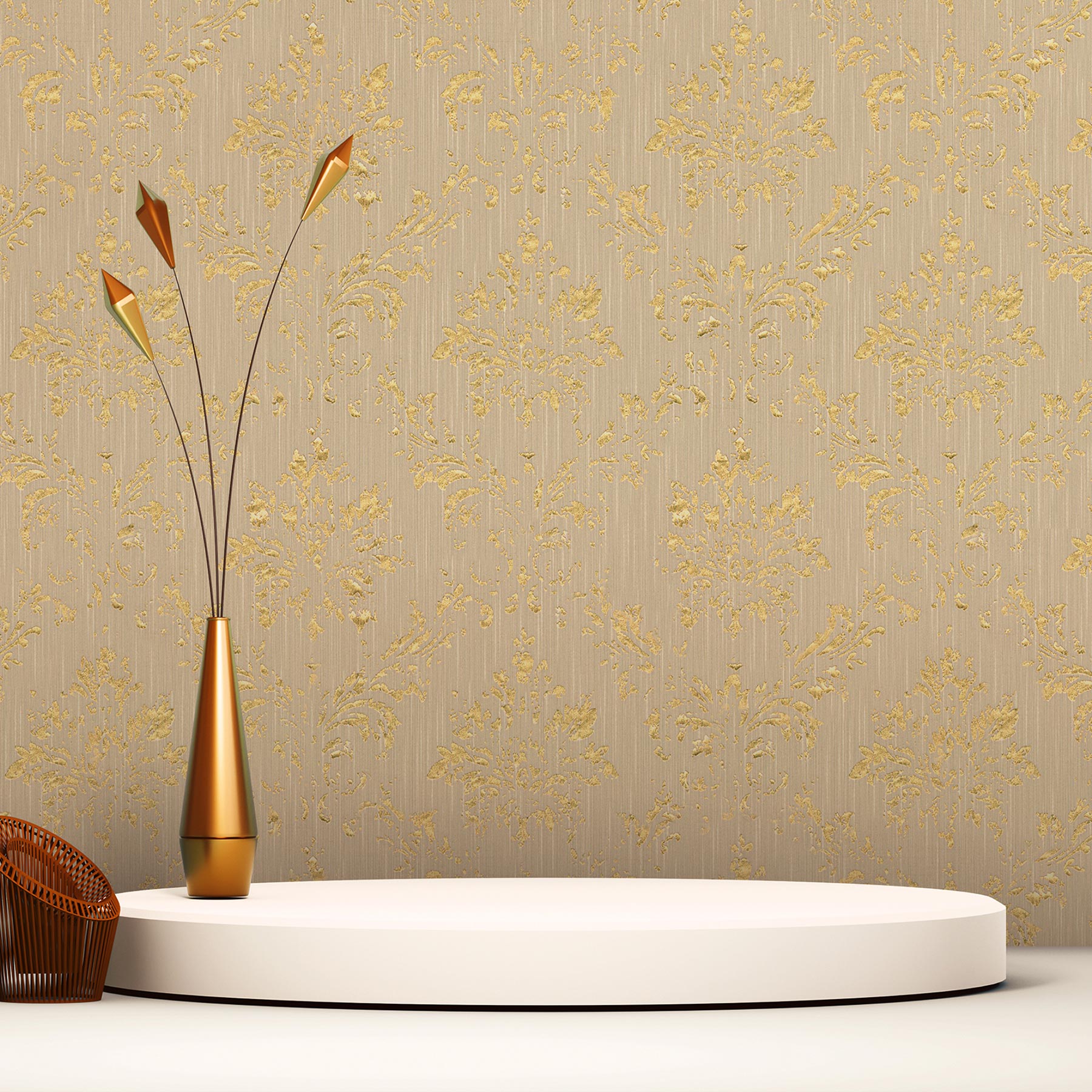 Tapete Barock Gioele M1-No.2191 | Vliestapete | Beige | Gold | Ornament | Klassik | Barocktapete