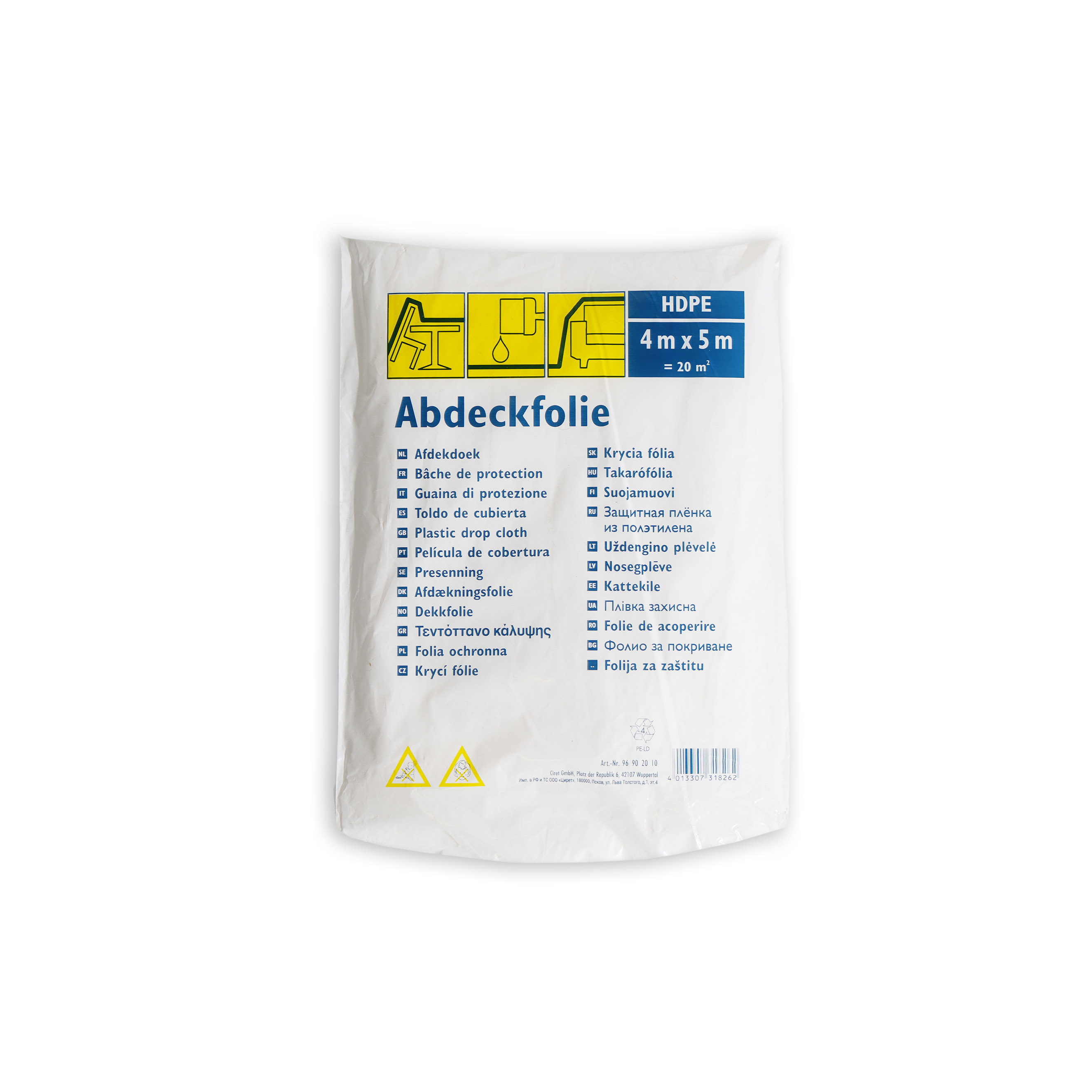 Abdeckplane HDPE Standard 4 x 5 m | Abdeckfolie Allzweckfolie transparent