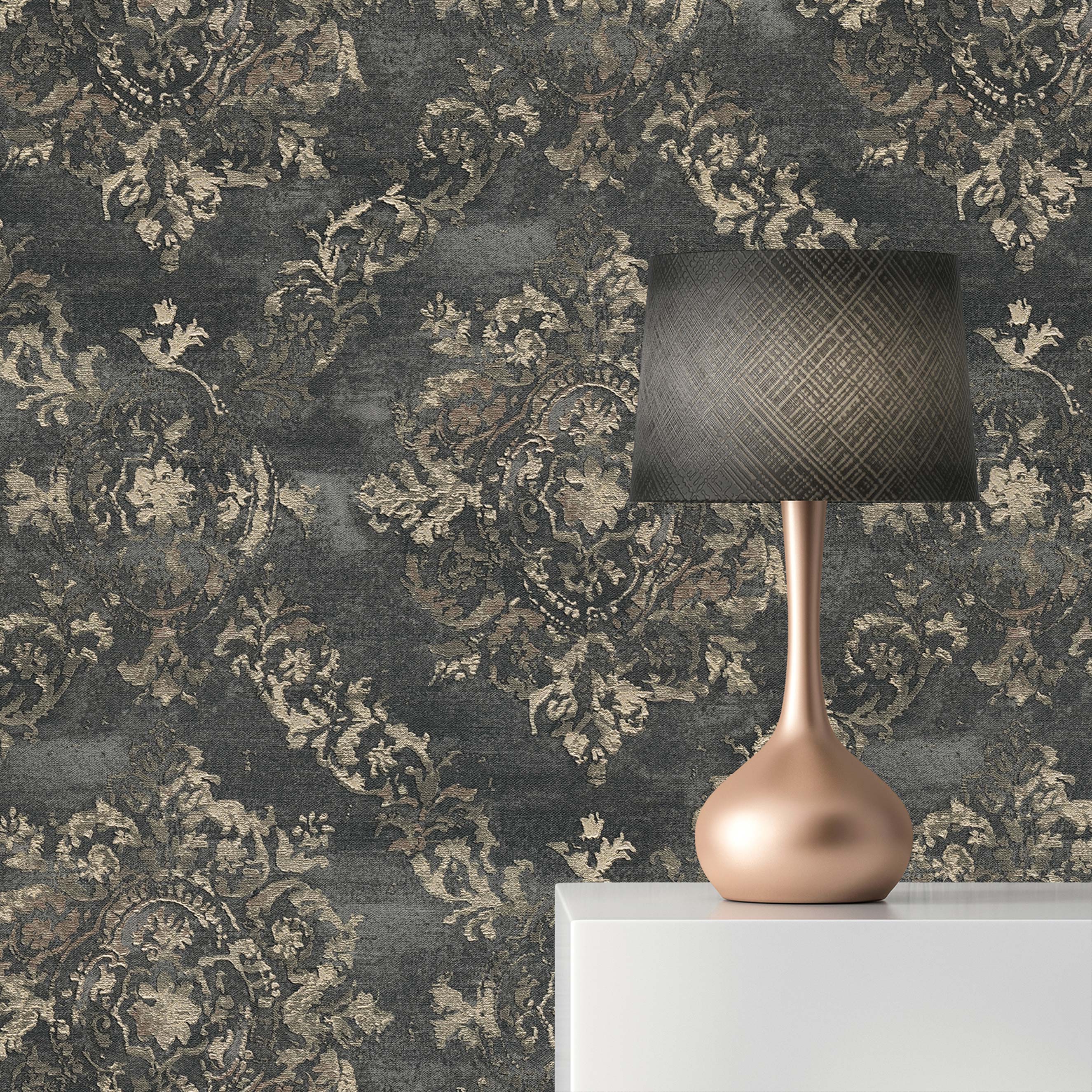 Tapete Barock Nicolo M1-No.1850 | Vliestapete | Umbragrau | Perlbeige | Ornamente | Klassik