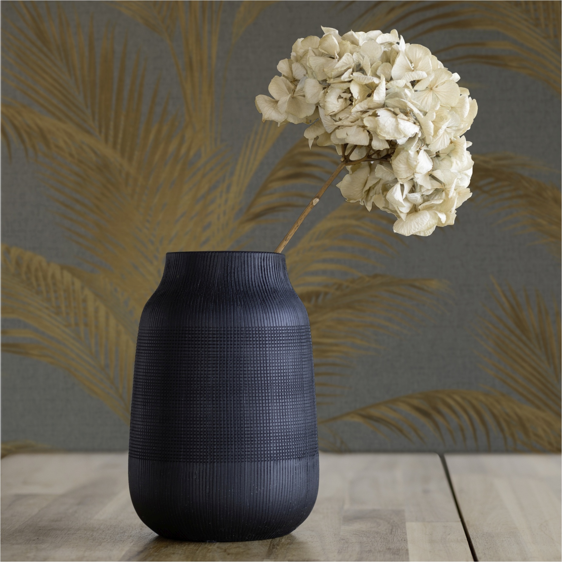 Tapete Floral M1-No.11810 | Vliestapete Pflanzen | Grau | Gold | Natur | Wohnzimmer | Schlafzimmer