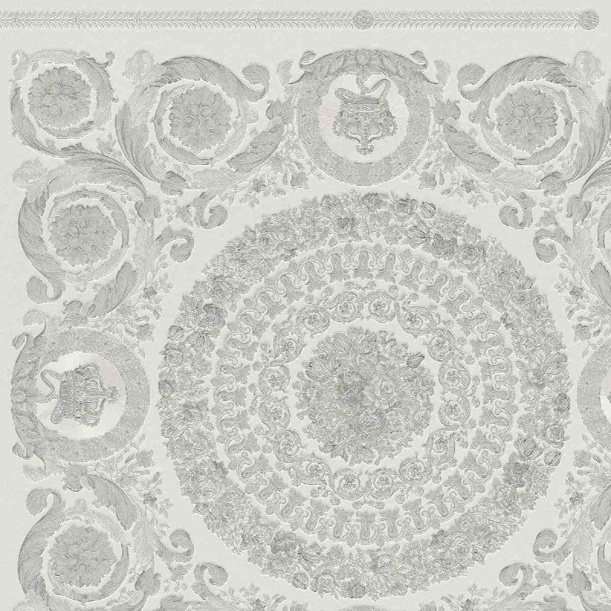 Design Tapete Versace 4 | No. 10216 | Vliestapete Barockoptik | 0.70 m x 10.05 m | Silber