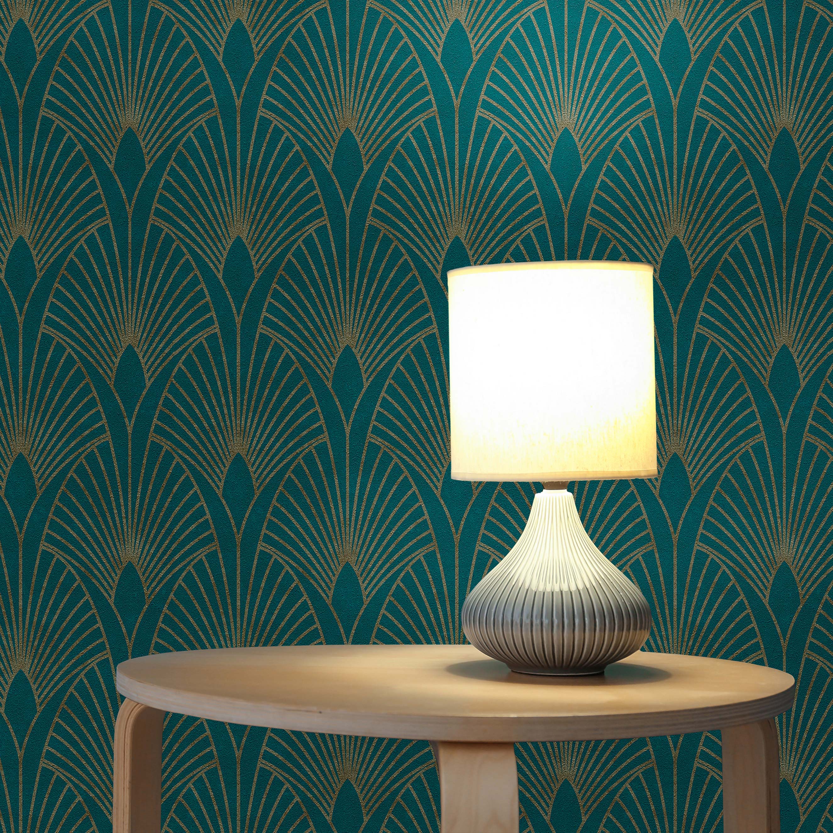 Tapete Grafik Domenico M1-No.433 | Vliestapete | Blau | Gold | Art Deco Tapete