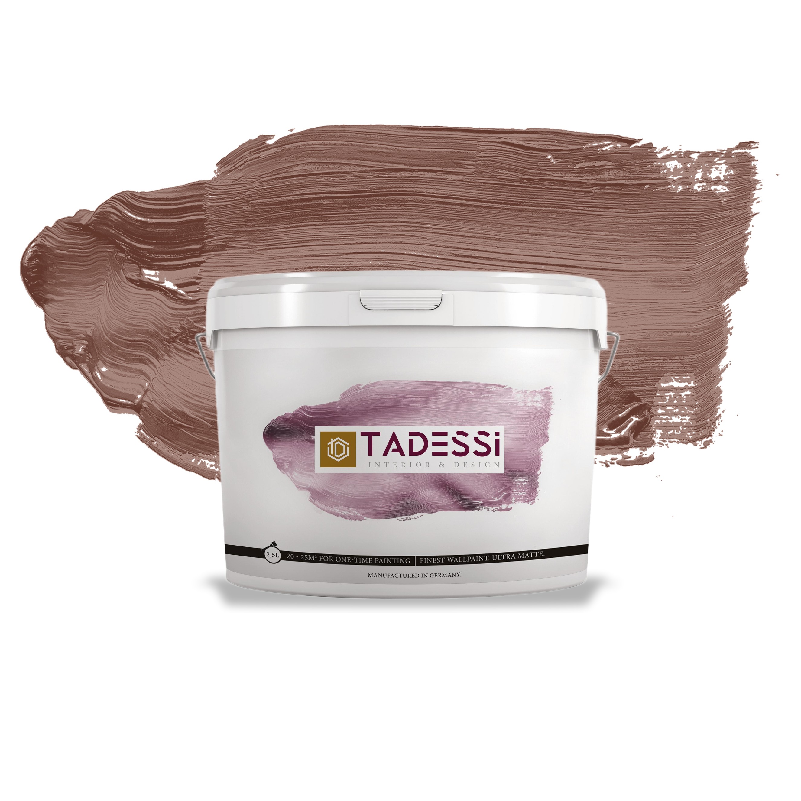 TADESSI Color Vista - Wandfarbe Rot - Maronen Mocha - Matte Innenfarbe - Hochwertige Dispersion
