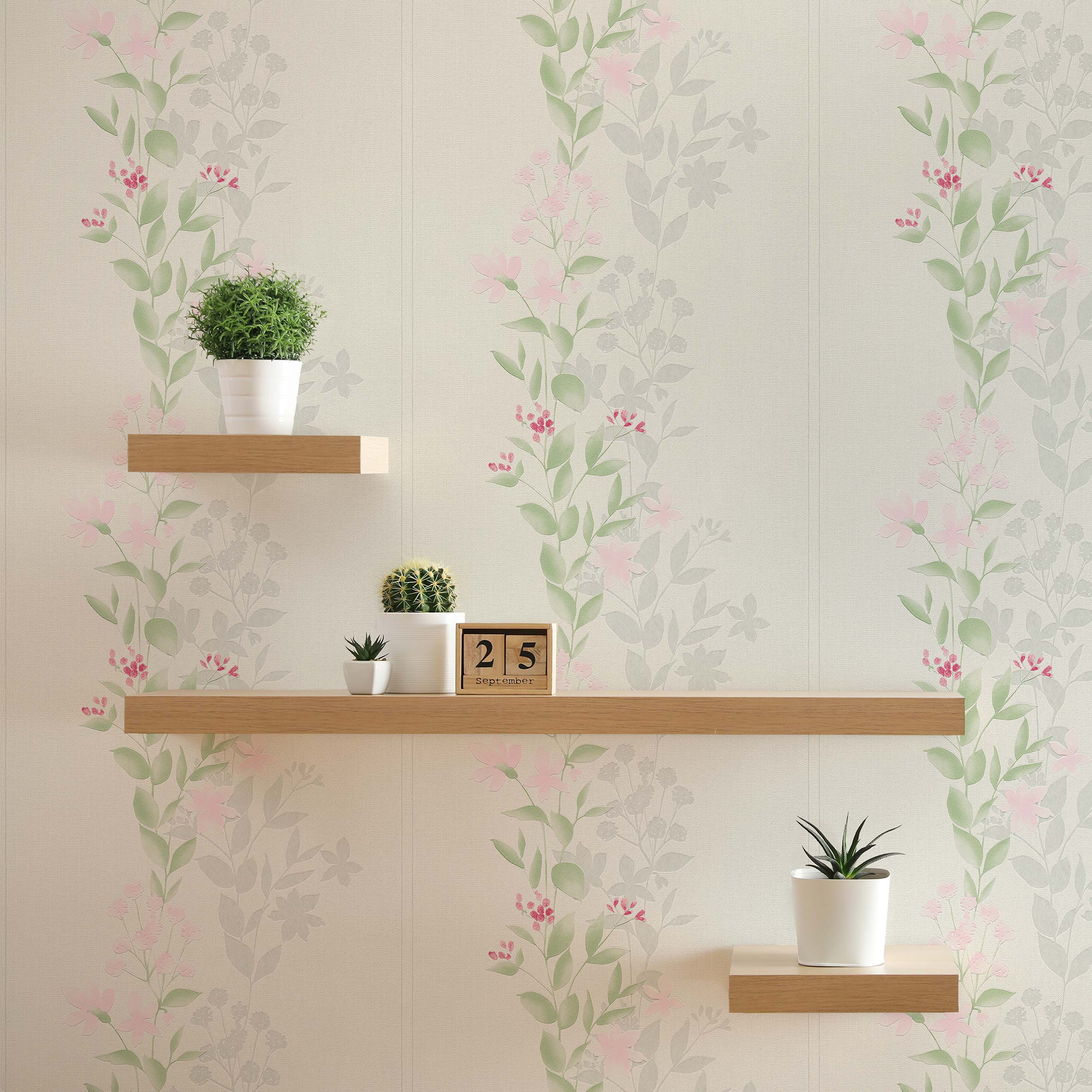 Tapete Blumen Pino M1-No.1328 | Vliestapete | Grün | Rosa | Floral | Natur
