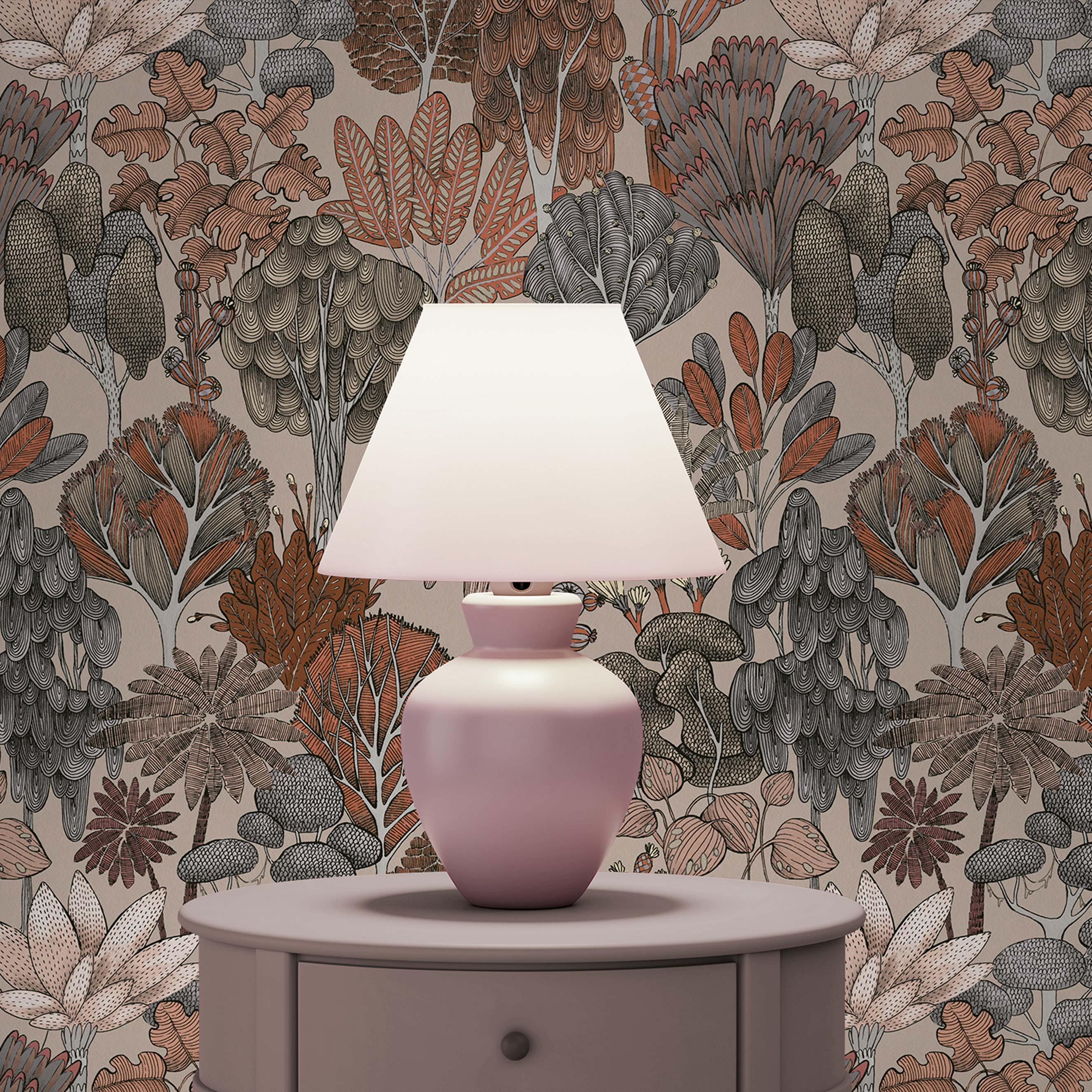 Tapete Bäume Blätter Aleix M1-No.1460 | Vliestapete | Beige | Rot | Floral