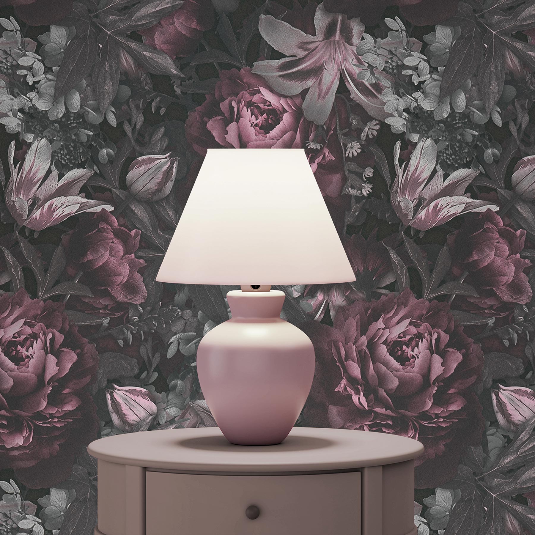 Tapete Blumen Mario M1-No.3455 | Vliestapete | Rosa | Grau | Floral | Natur