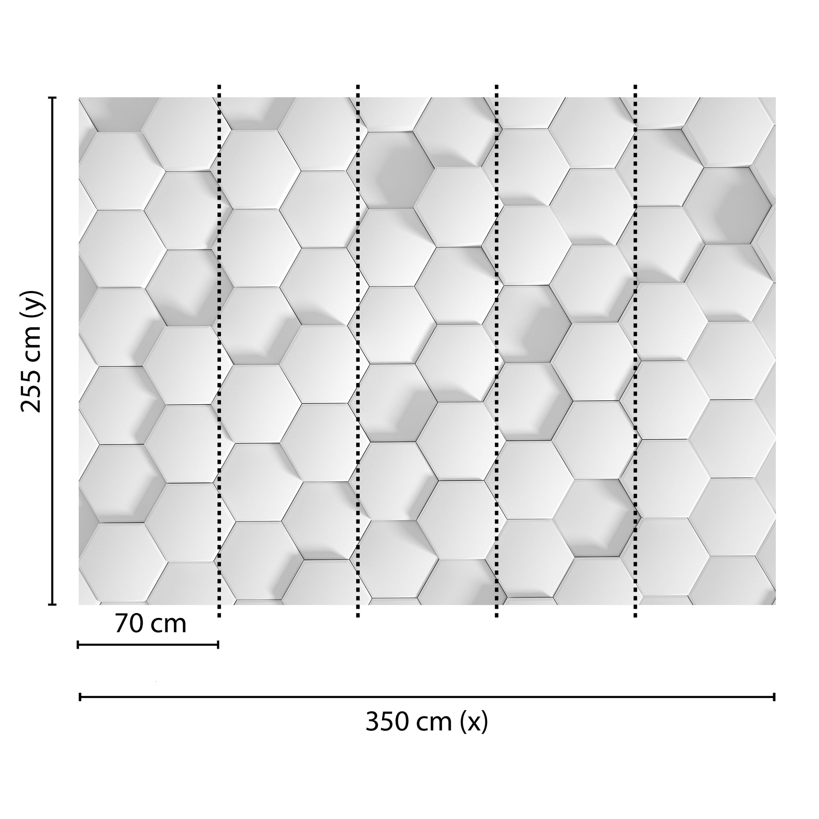 Tadessi Fototapete 3D M1-No.60435 Digitaldruck Tapete Grau - Hexagon