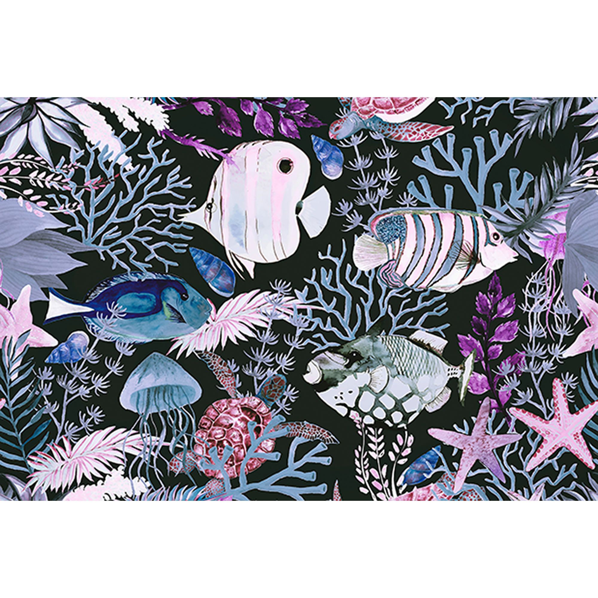 Tadessi Fototapete Unterwasser M1-No.61007 Digitaldruck Tapete Lila Schwarz - Tiere Natur