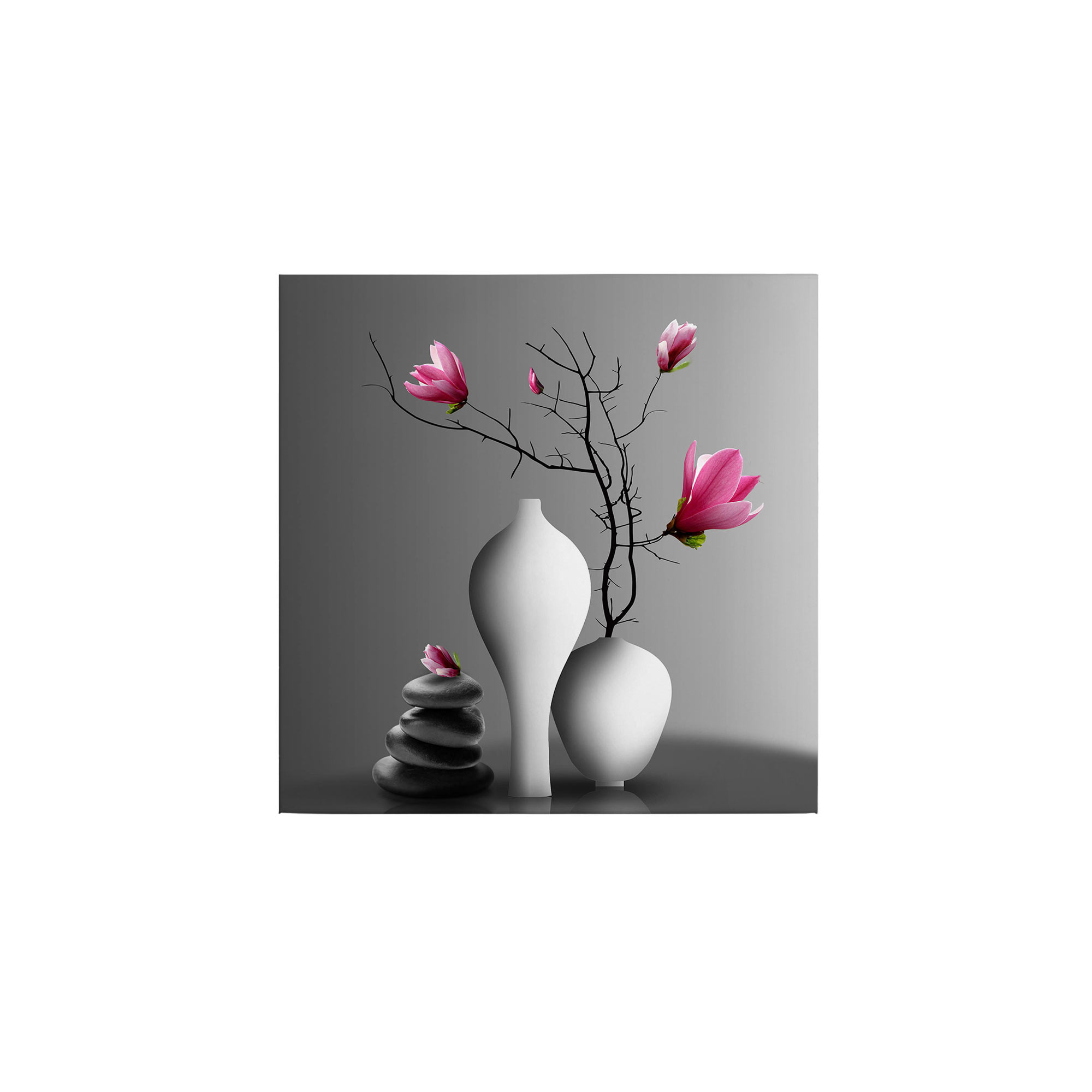 Leinwandbild Blumen Floral M1-No.50505 | Wandbild 50 x 50 cm | Rosa Keilrahmen Natur