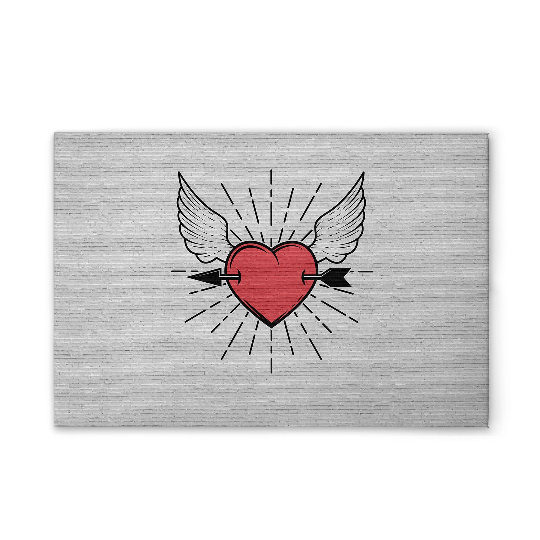 Tadessi Leinwandbild Herz Steinwand M1-No.51016 - Keilrahmen in Grau Rot - Wandbild 45 x 30 cm