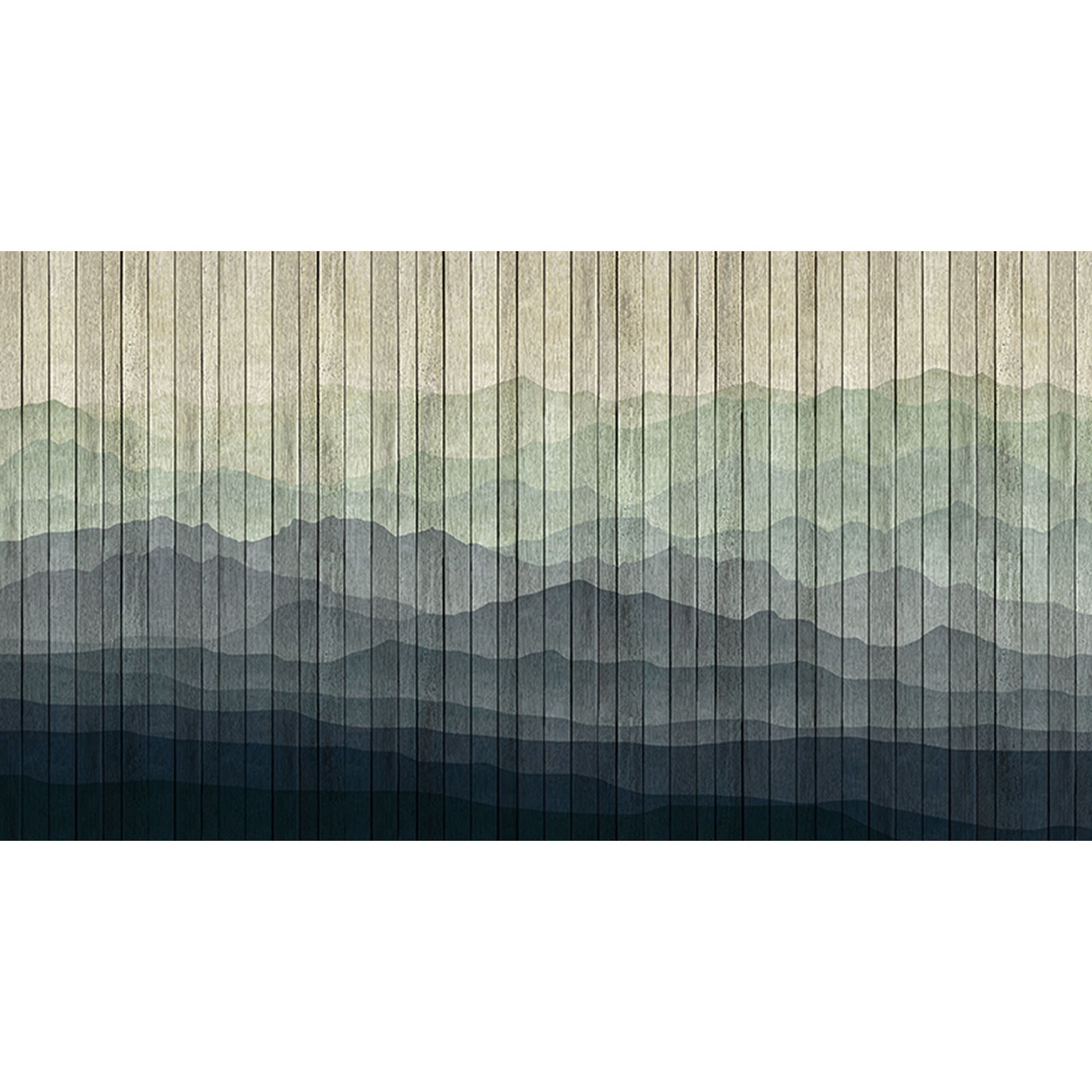 Fototapete Landschaft M1-No.60890 | Digitaldruck | Blau | Beige | Holzoptik | Berge