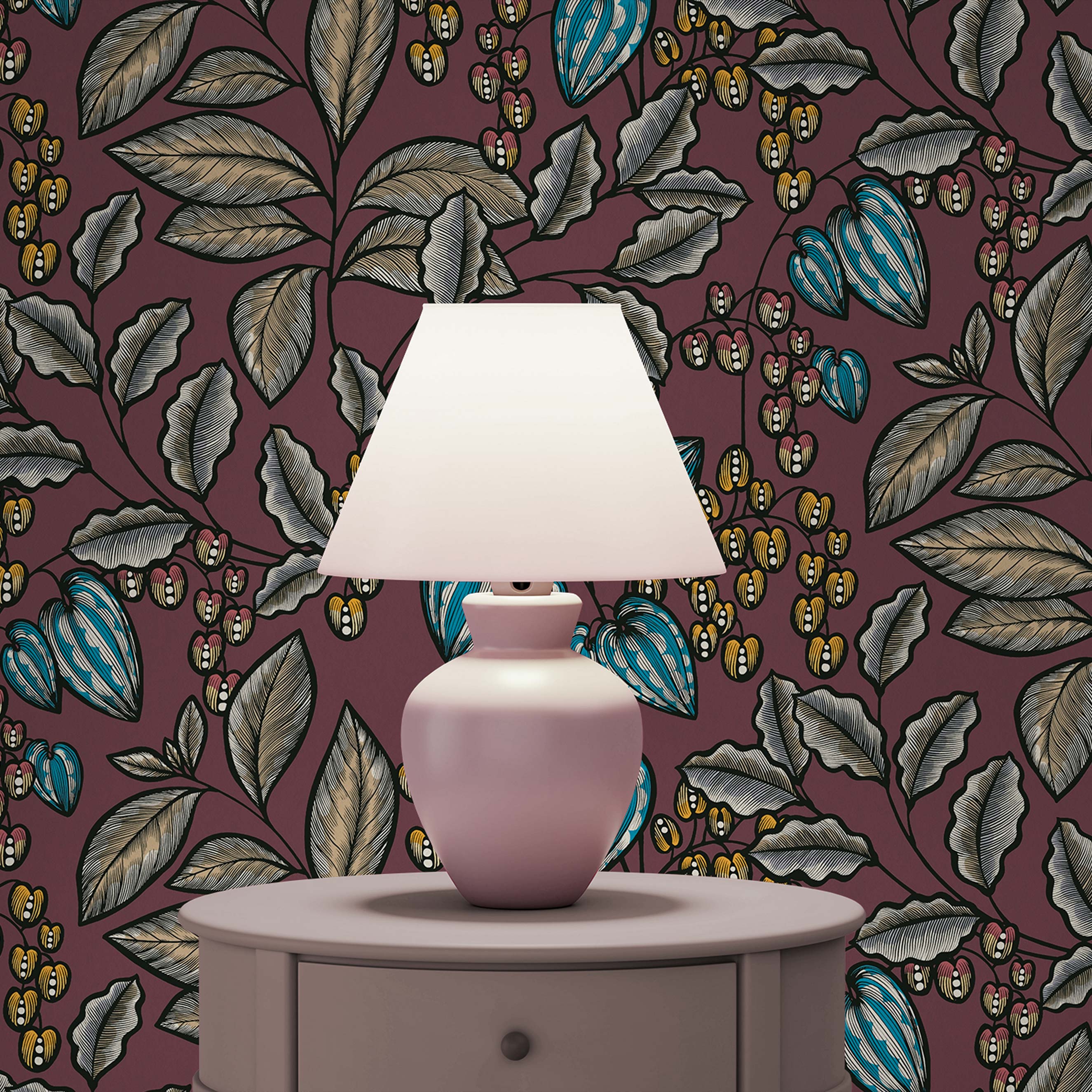 Tapete Blumen Mario M1-No.1449 | Vliestapete | Rot | Beige | Floral | Natur