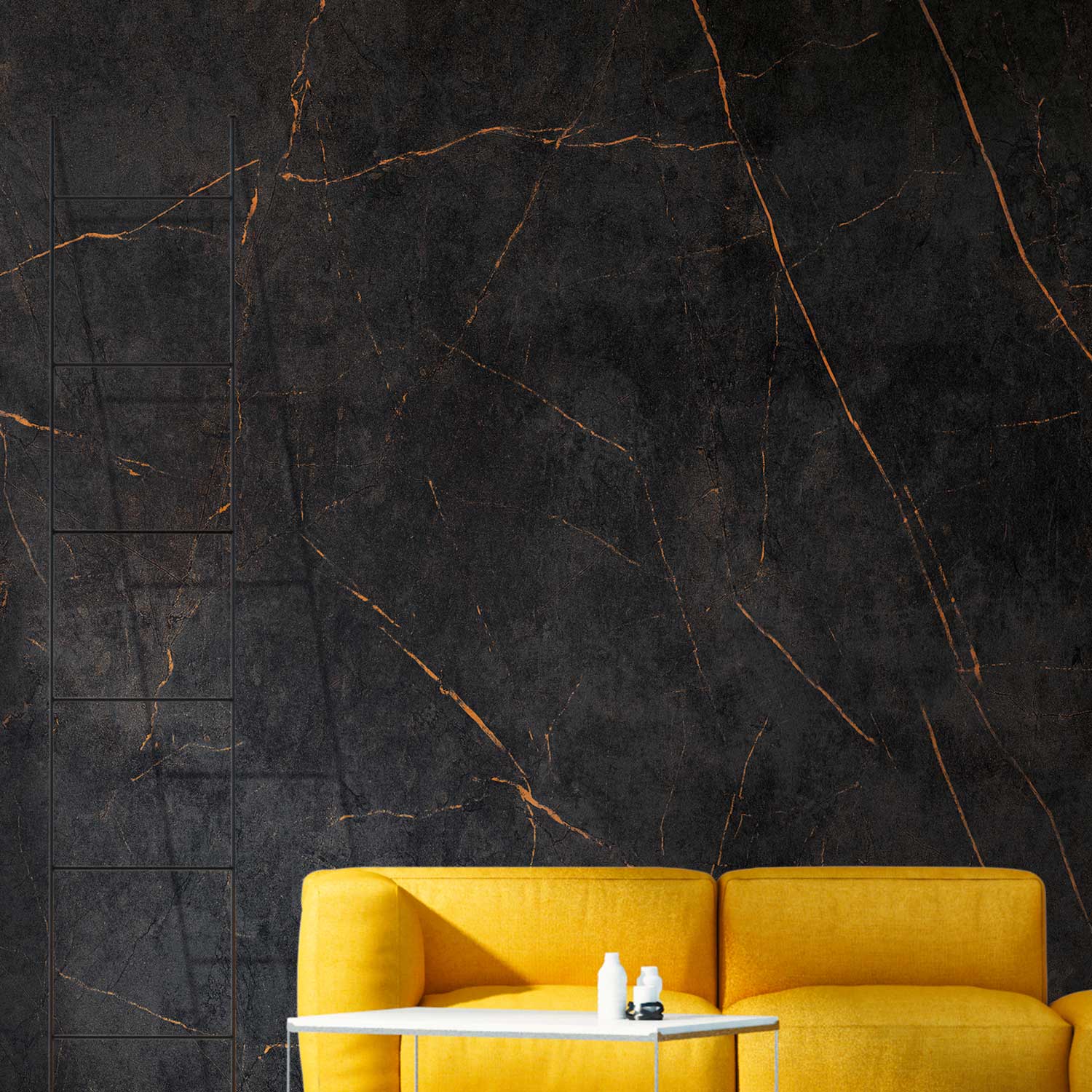 Fototapete Marmor M1-No.10259 | Digitaldruck | Schwarz | Orange | Modern | Elegant