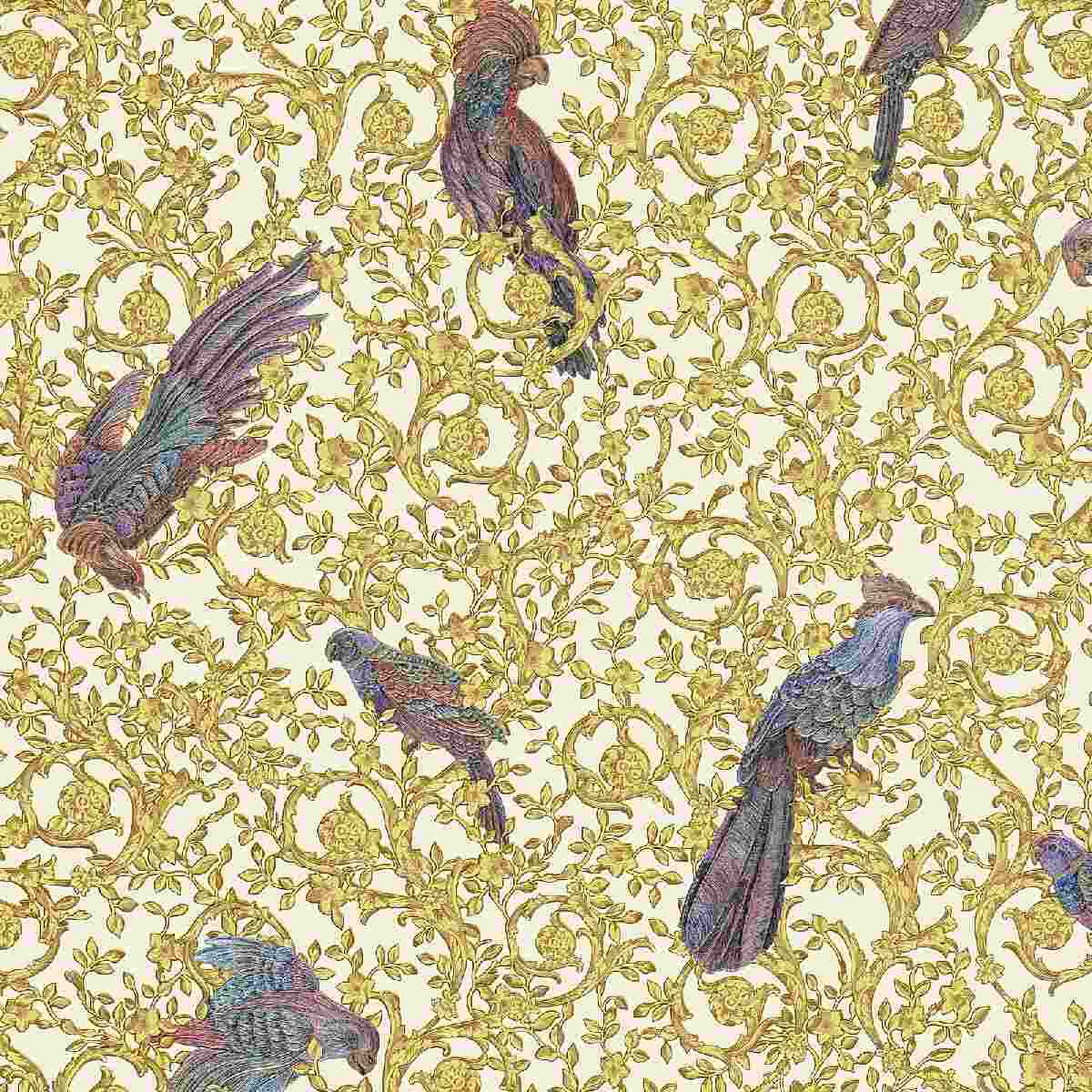 Design Tapete Versace 4 | No. 10208 | Vliestapete Vogeltapete | 0.70 m x 10.05 m | Gold