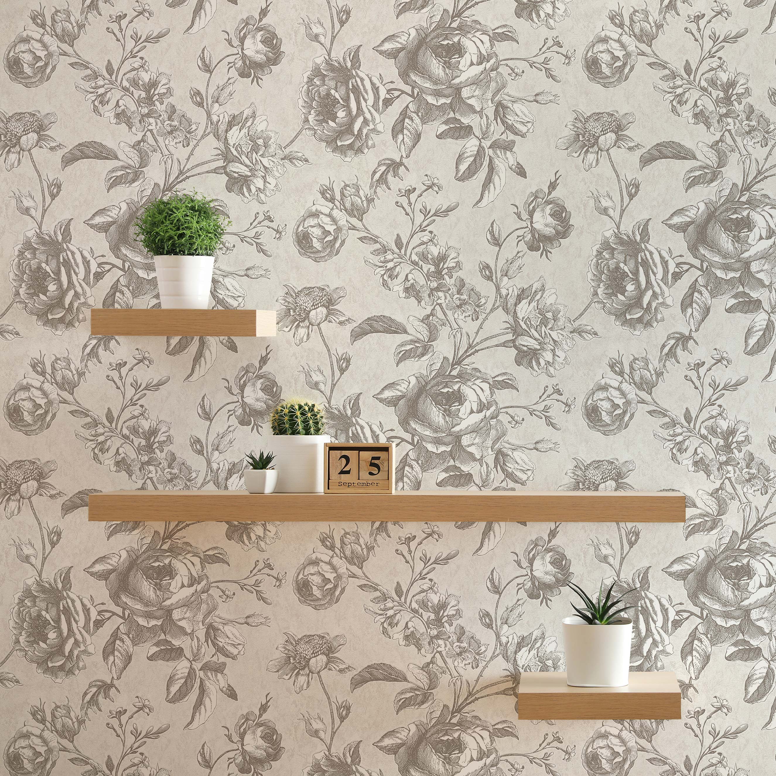Tapete Blumen Lenni M1-No.1838 | Vliestapete | Hellgrau | Weiß | Floral | Natur