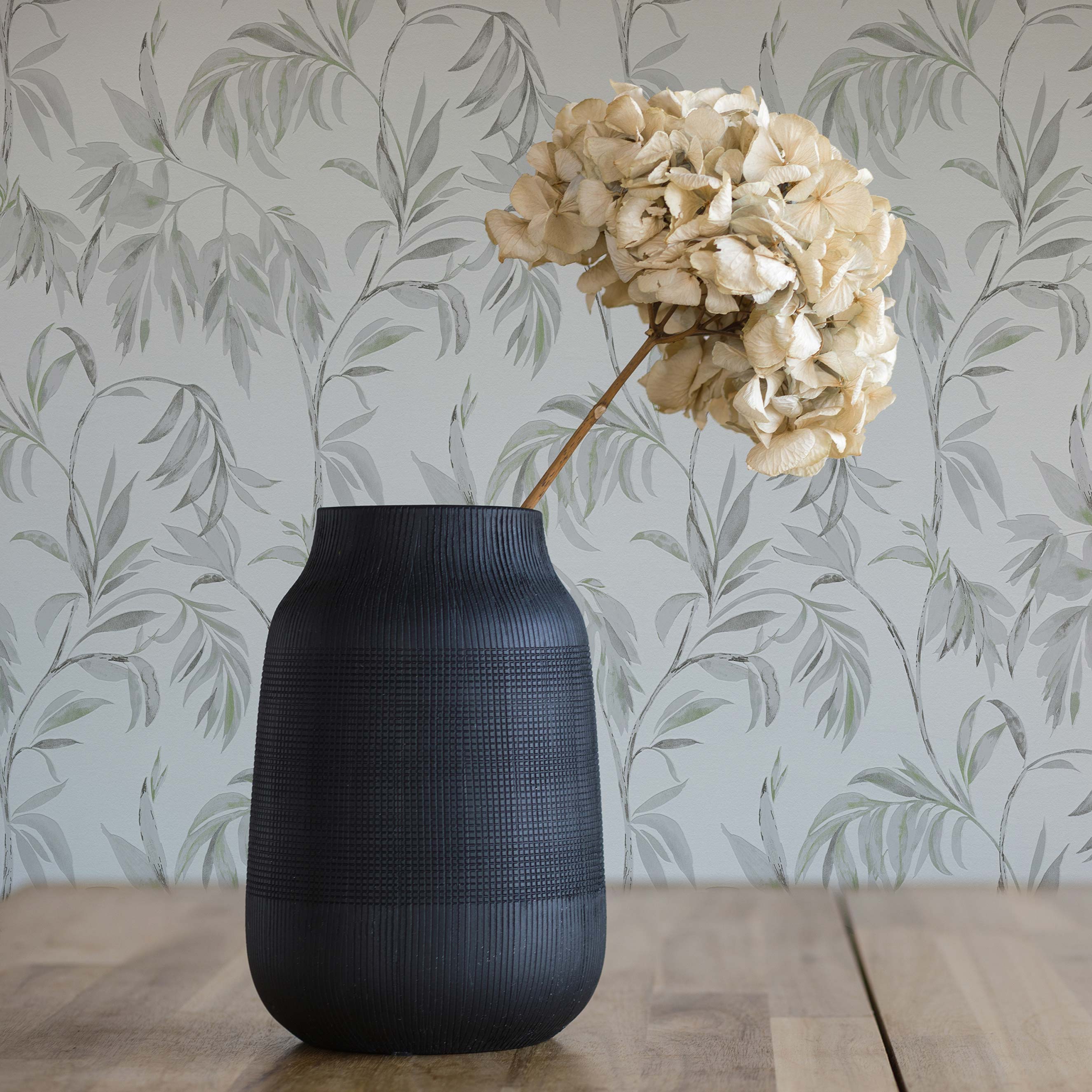 Tapete Wald und Blätter Camilla M1-No.578 | Vliestapete | Grau | Grün | Blumentapete