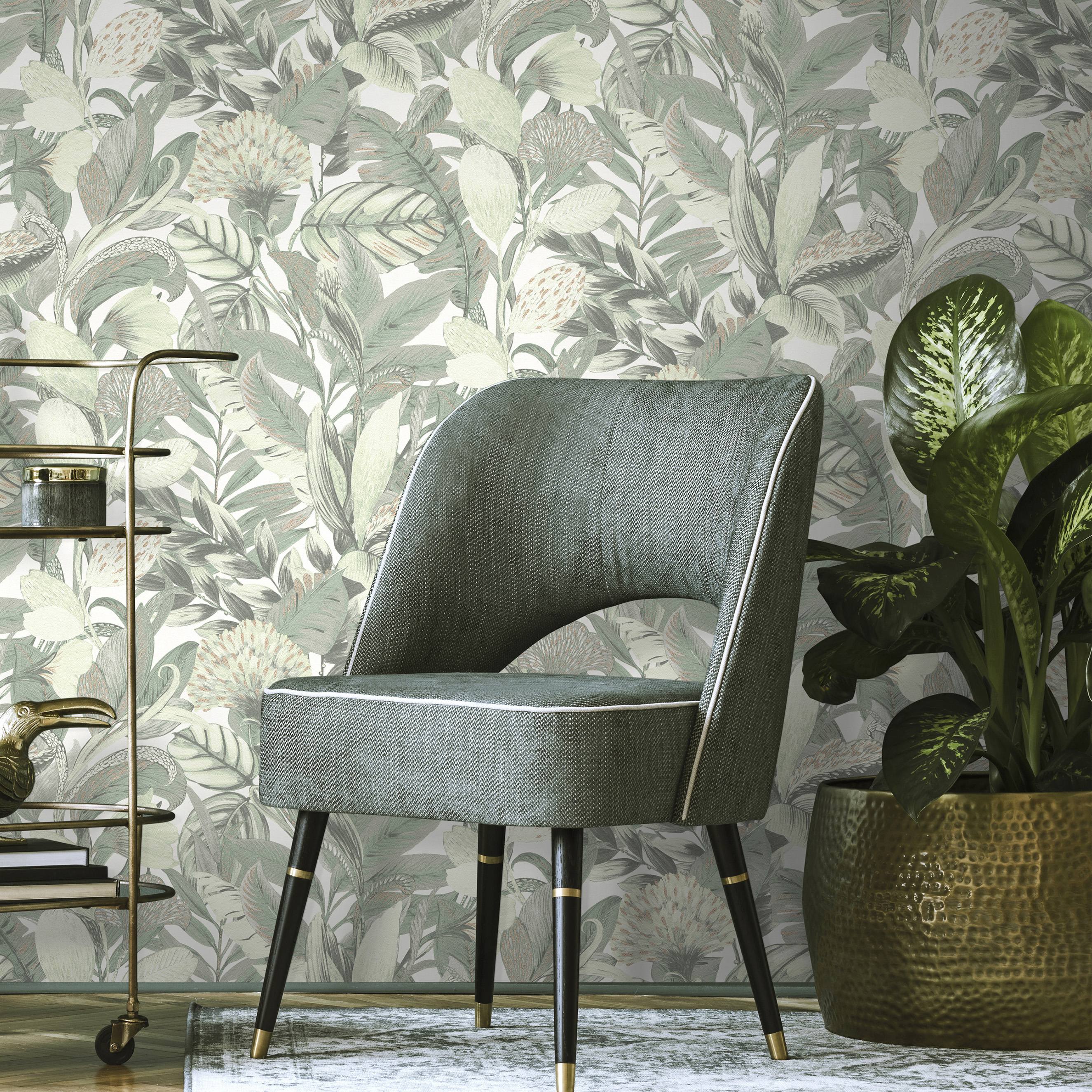 Erismann Elle Decoration 2 | 1020207 | Vliestapete Blumenoptik | 0.53 m x 10.05 m | Grün