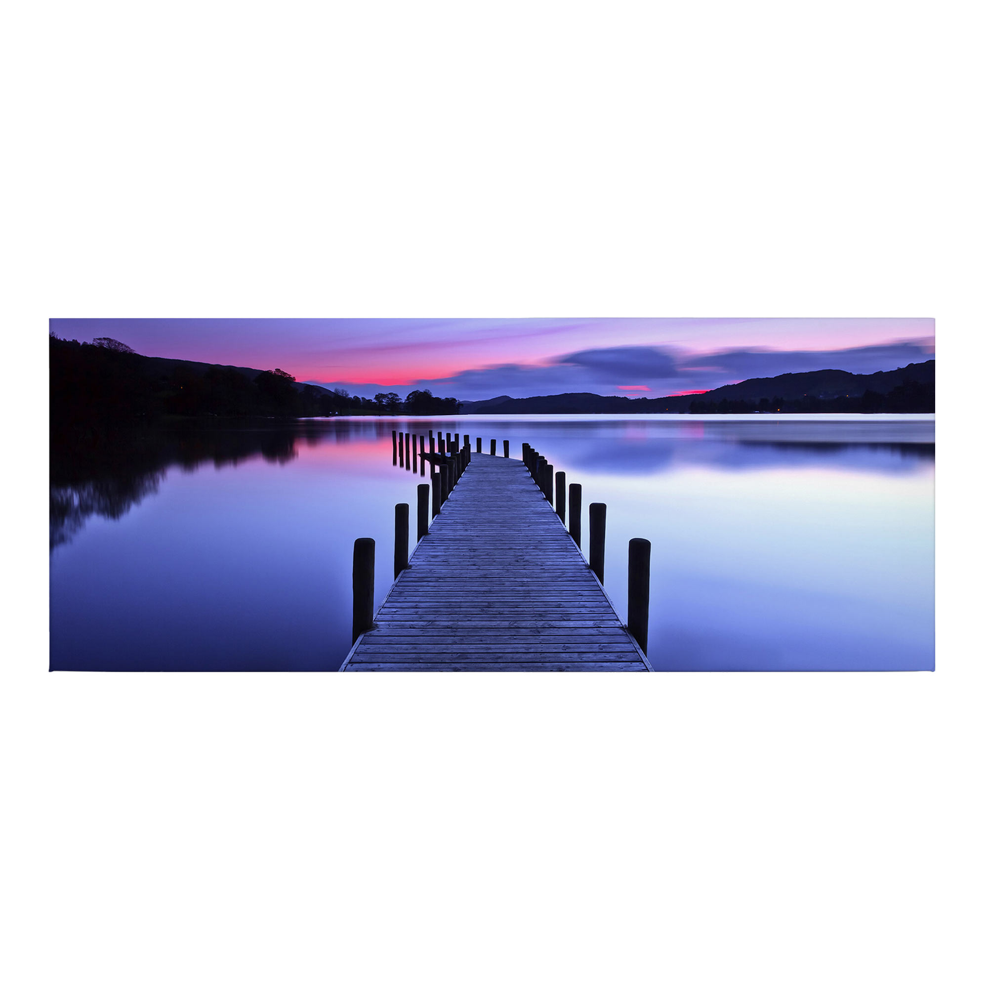 Leinwandbild Maritim M1-No.50479 | Wandbild 40 x 100 cm | Steeg Blau Lila Keilrahmen See