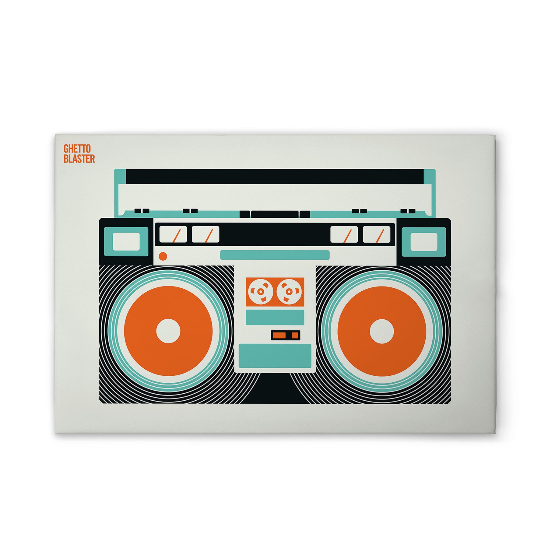 Tadessi Leinwandbild Retro Ghettoblaster M1-No.51221 - Keilrahmen in Creme Schwarz - 45 x 30 cm