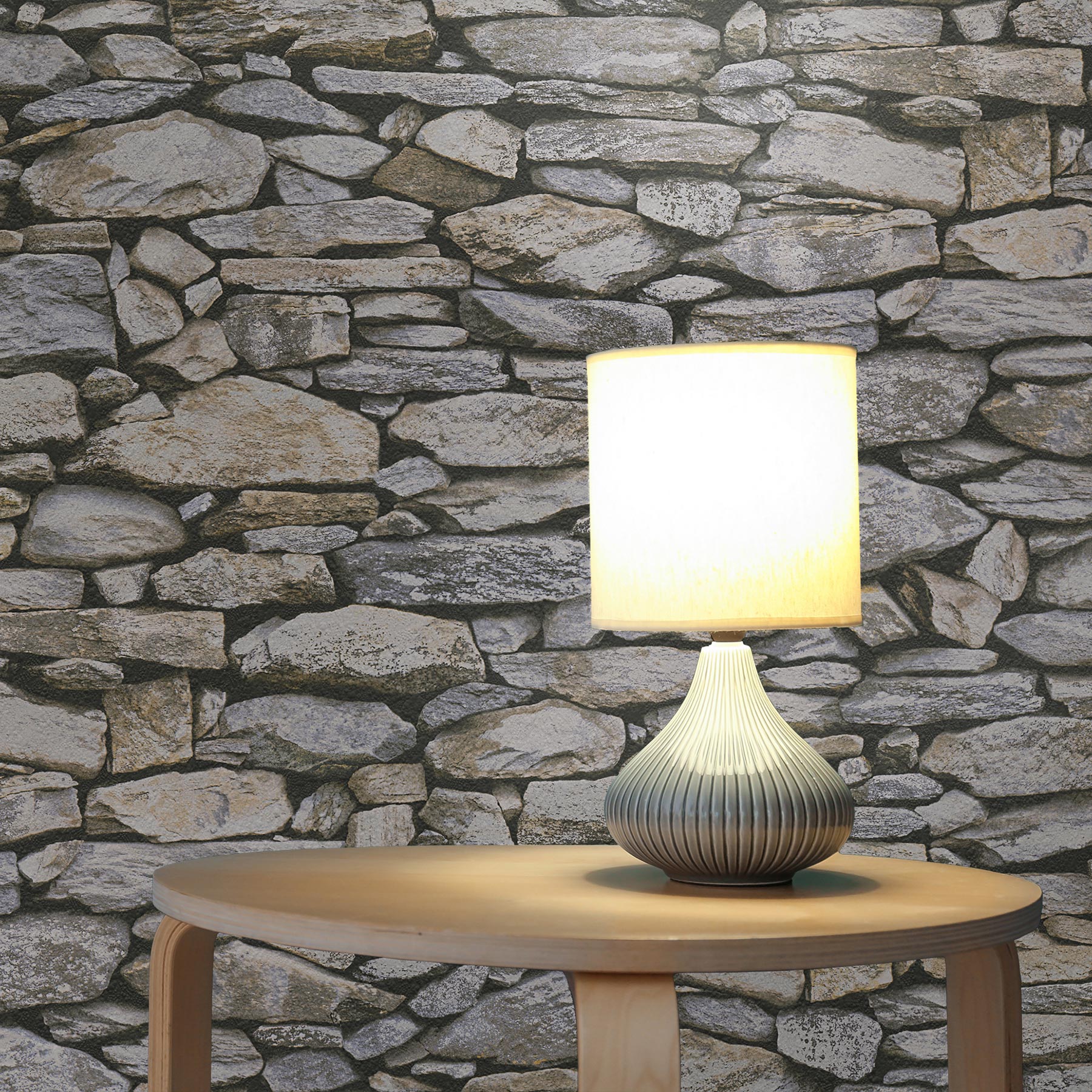 Tapete Stein Eliano M1-No.3816 | Papiertapete | Grau | Creme | Steinoptik | Steinwand