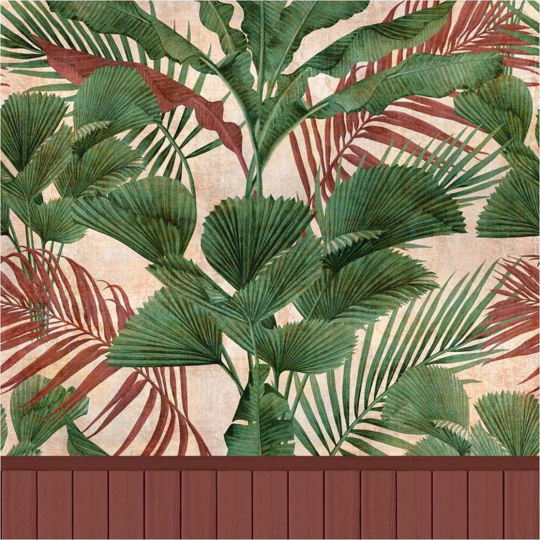 Tadessi Fototapete Wandpaneele M1-No.11693 Digitaldruck Tapete Grün Rot - Floral Wohnzimmer