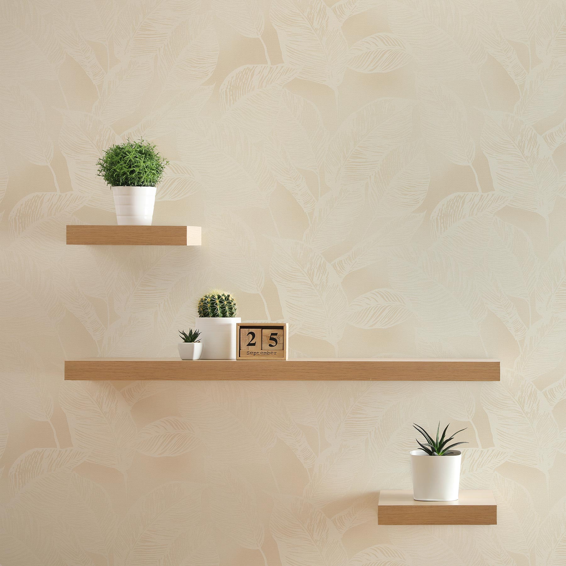Tapete Bäume Blätter Enrico M1-No.3527 | Vliestapete | Beige | Weiß | Natur