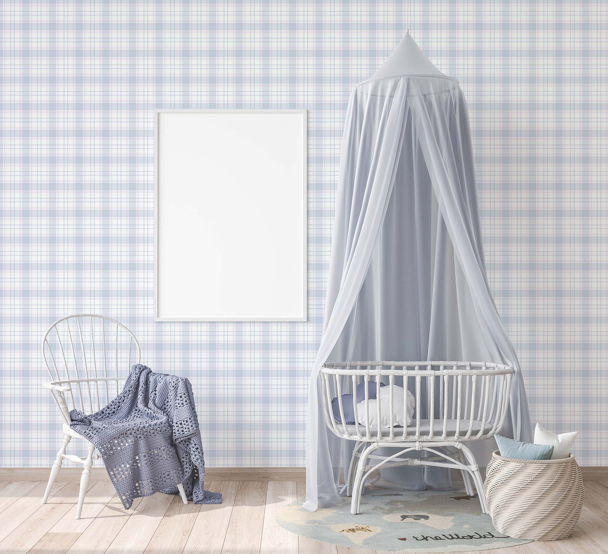 Tapete Kinderzimmer M1-No.733 | Vliestapete | Rosa | Grau | Kariert | Geometrisch