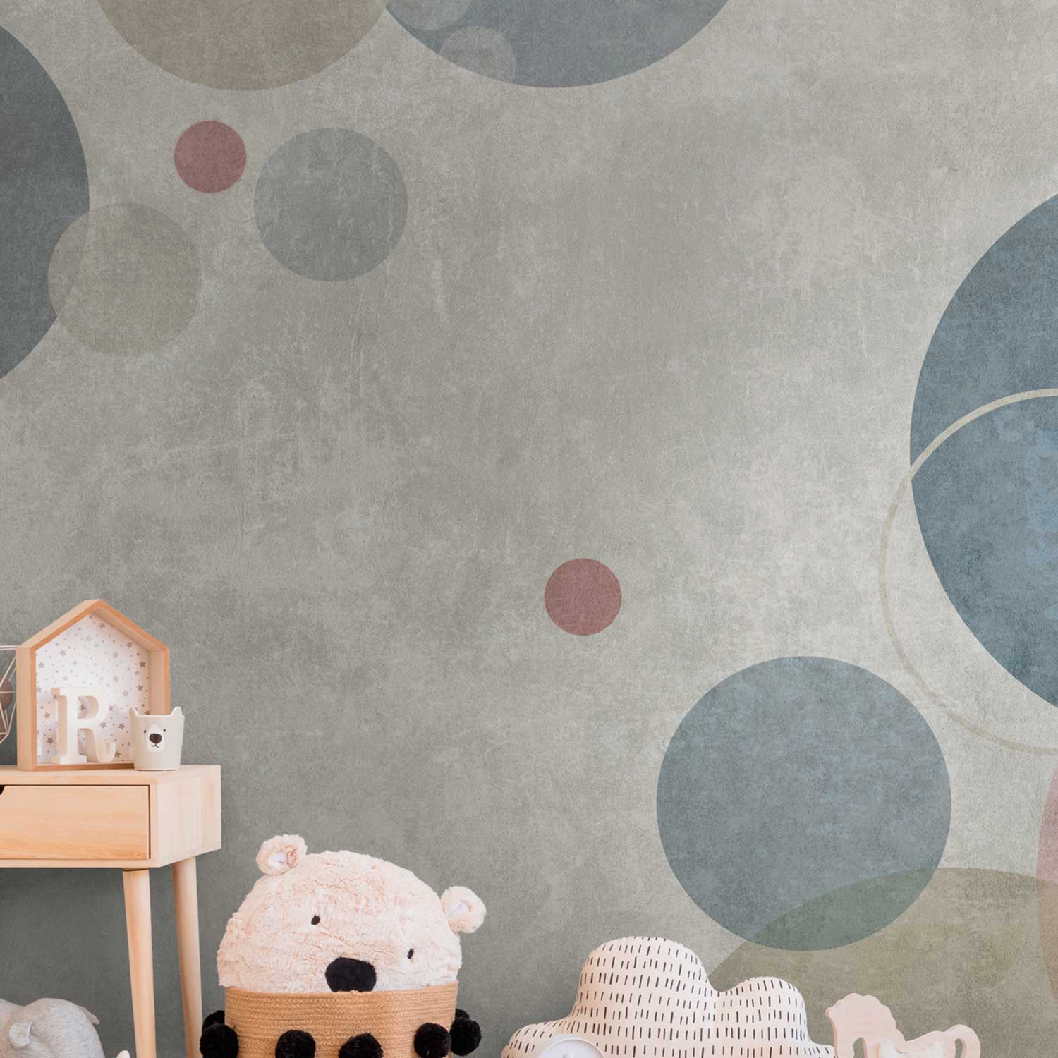 Tadessi Fototapete Kreise M1-No.10326 Digitaldruck Tapete Grau Beige - Punkte Beton Modern