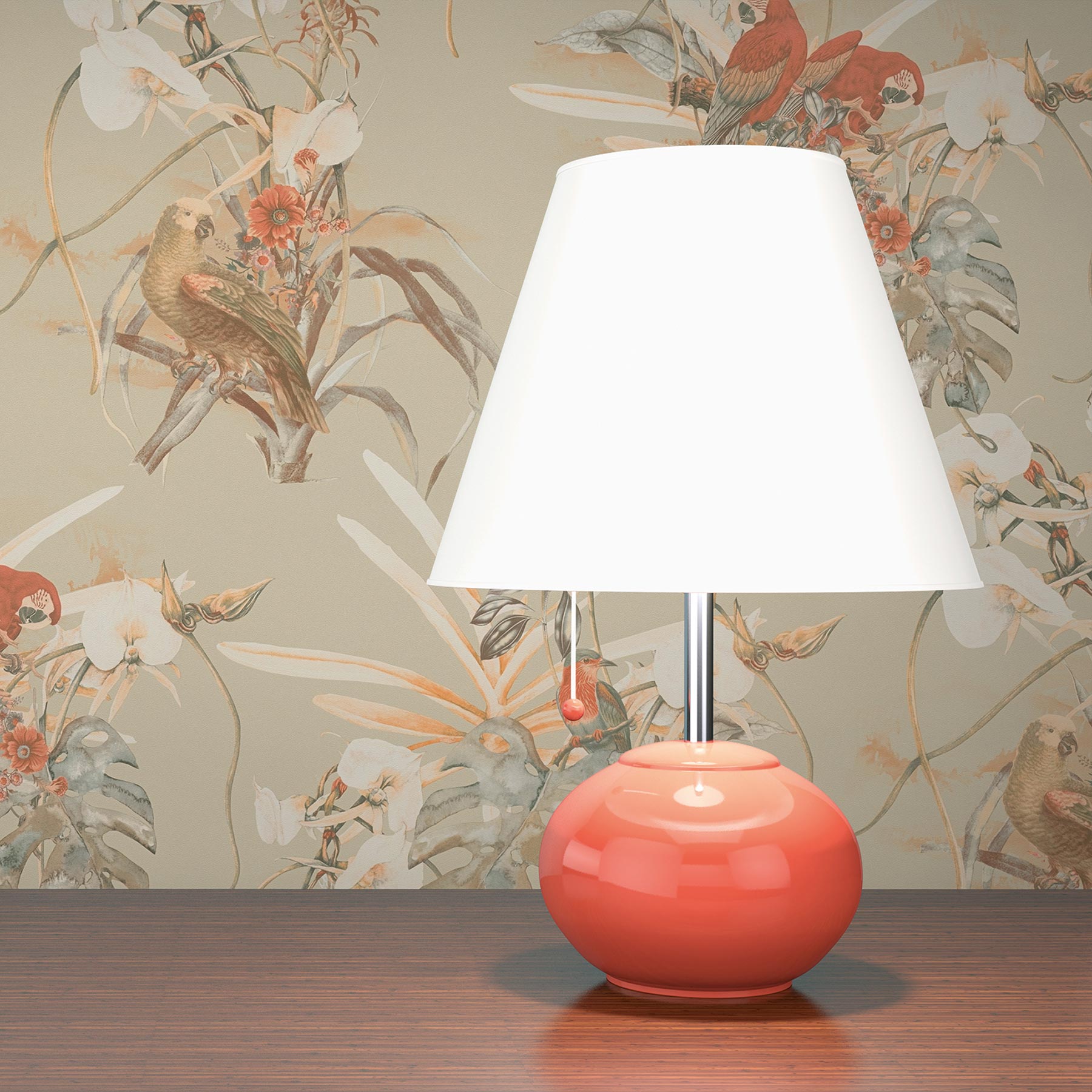 Tapete Tiere Gino M1-No.3570 | Vliestapete | Orange | Beige | Vögel | Natur | Floral