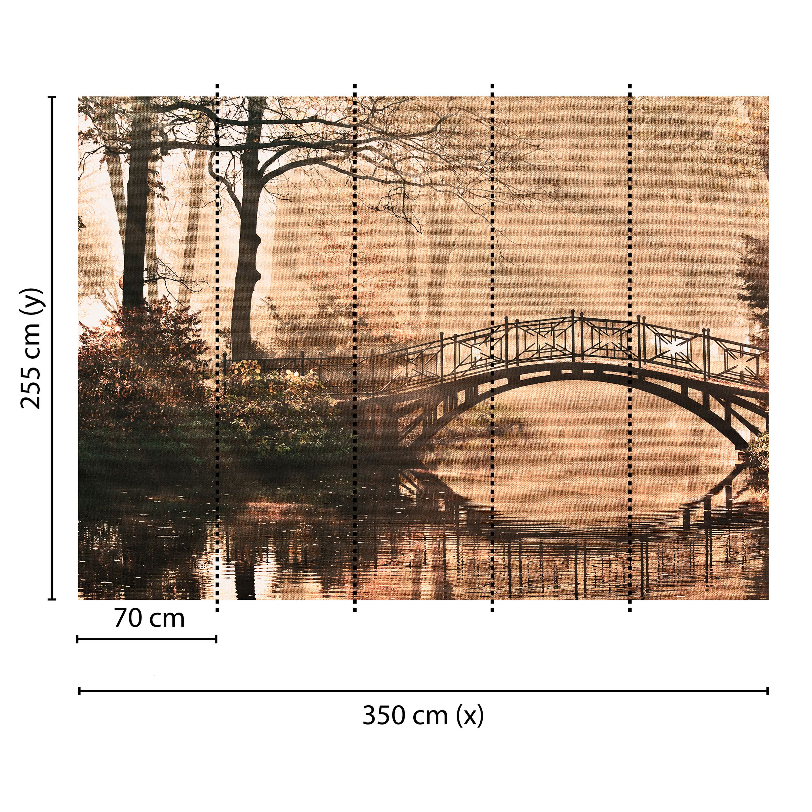 Tadessi Fototapete Wald M1-No.60481 Digitaldruck Tapete Braun Grün - Brücke Natur