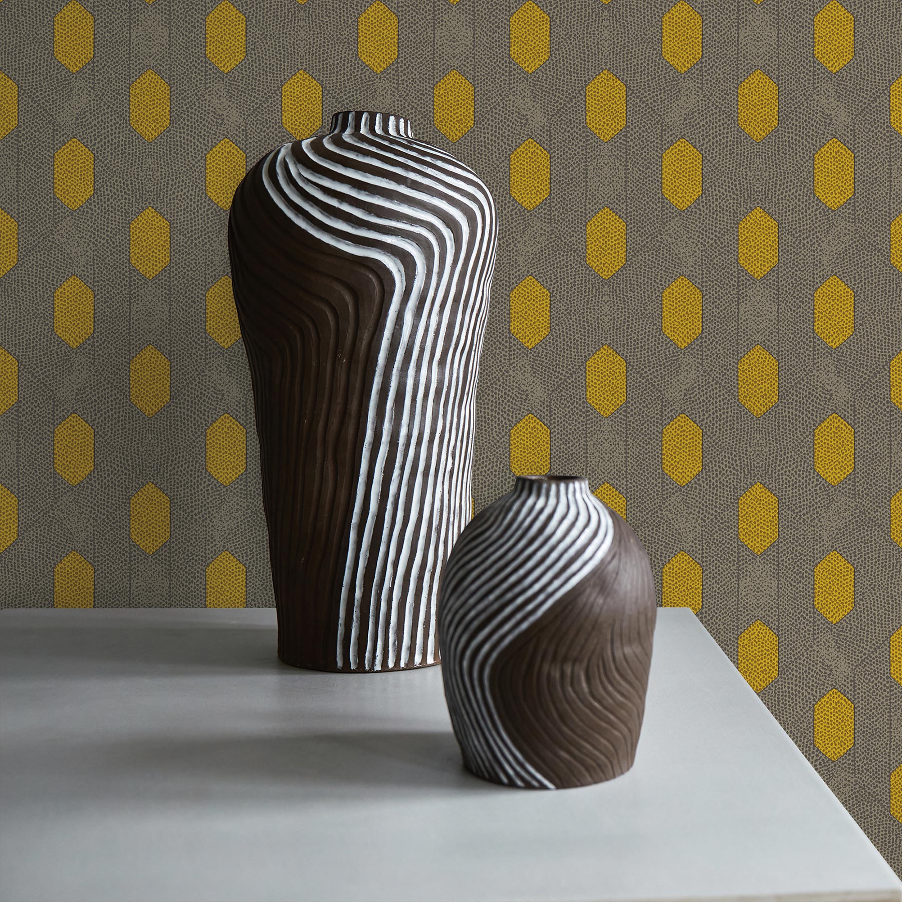 Tapete Vintage M1-No.2822 Vliestapete Gelb Vintagetapete Retro Geometrisch