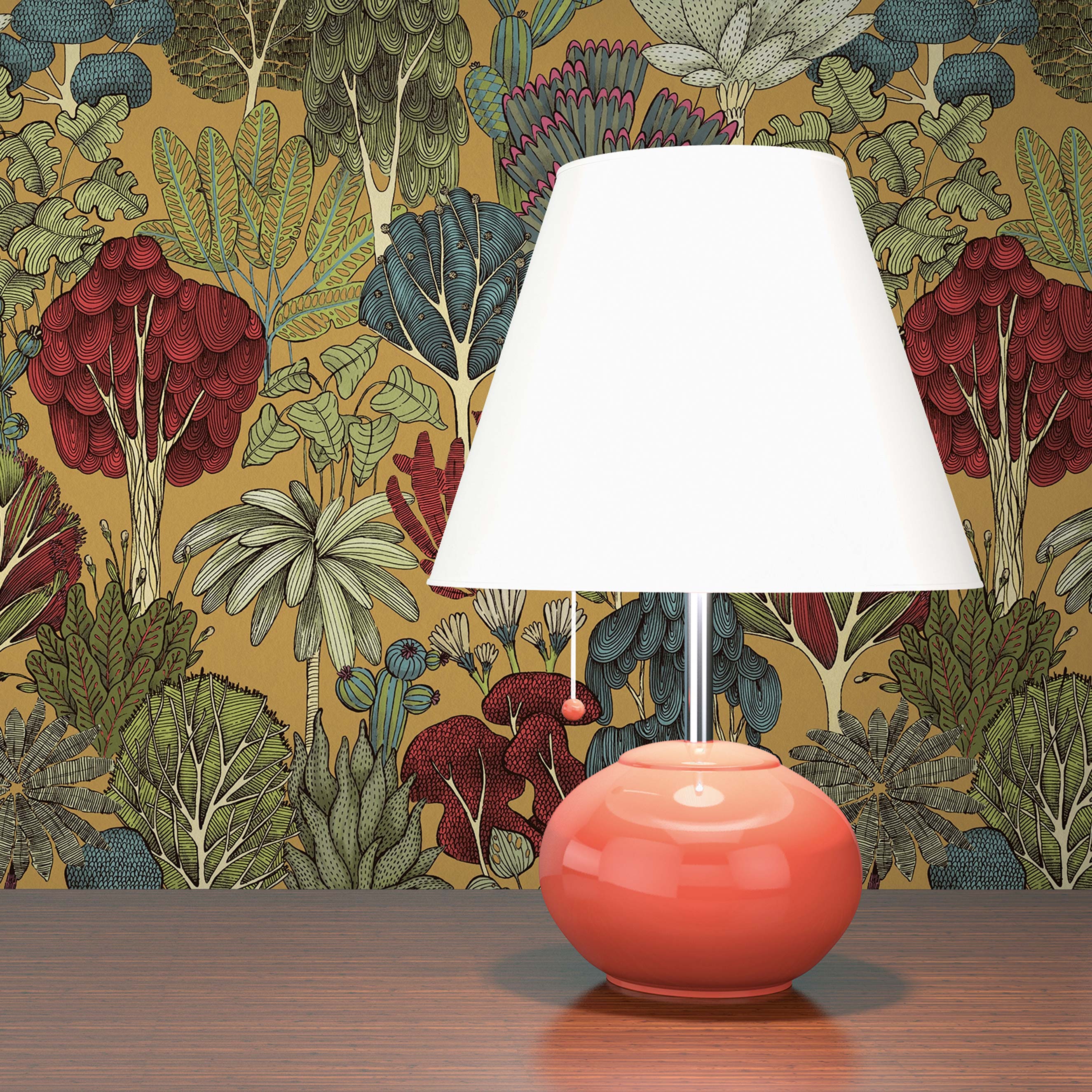 Tapete Bäume Blätter Aleix M1-No.1458 | Vliestapete | Gelb | Rot | Floral