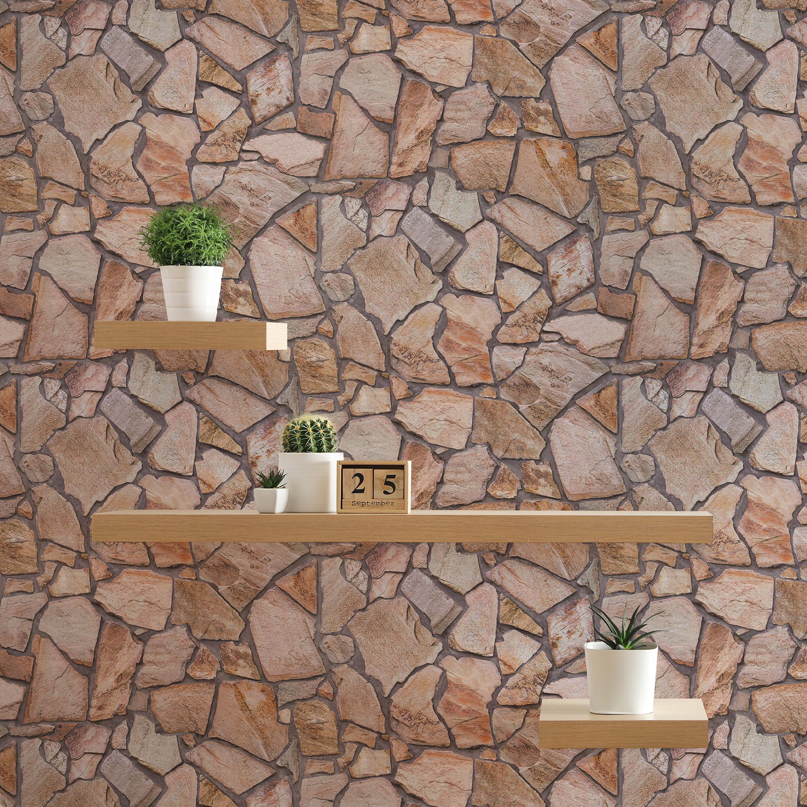 Tapete Steinoptik Ricco M1-No.874 Vliestapete Braun Beige Steintapete