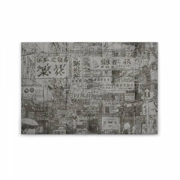 Leinwandbild Japanisch M1-No.50183 | Wandbild 60 x 90 cm | Modern Grau Chinesisch Keilrahmen