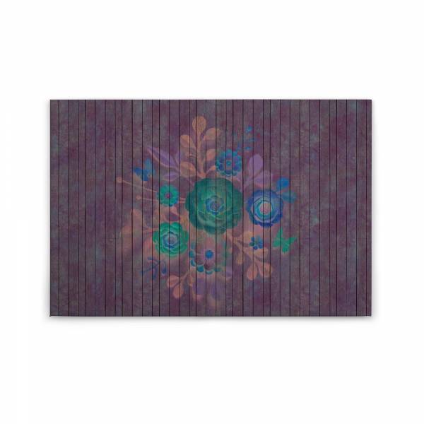 Leinwandbild Blumen M1-No.50181 | Wandbild 60 x 90 cm | Lila Blau Keilrahmen Floral