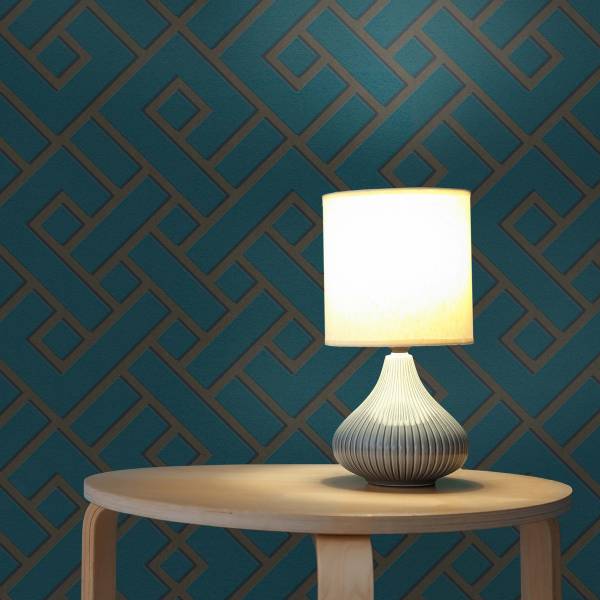Tapete Grafik Domenico M1-No.666 | Vliestapete | Grün | Gold | geometrische Tapete
