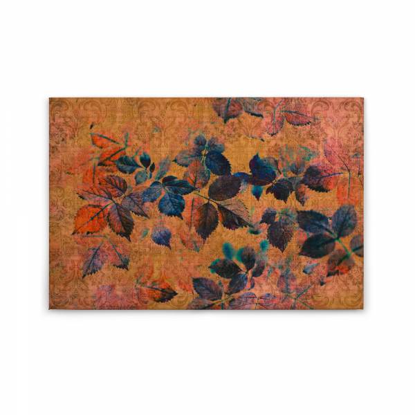 Leinwandbild Blumen M1-No.50228 | Wandbild 60 x 90 cm | Orange Blau Floral Keilrahmen