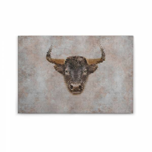 Leinwandbild Wildtiere M1-No.50189 | Wandbild 60 x 90 cm | Stier Grau Braun Keilrahmen Tiere