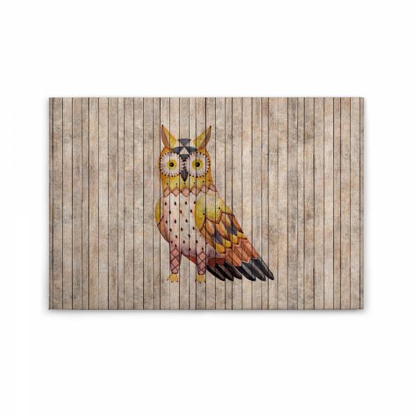 Leinwandbild Eule M1-No.50225 | Wandbild 60 x 90 cm | Vogel Braun Gelb Keilrahmen Tiere