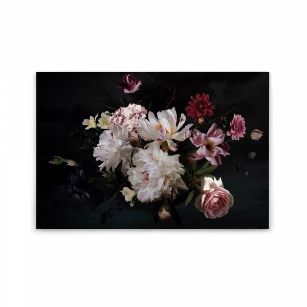 Leinwandbild Blumen M1-No.50005 | Wandbild 60 x 90 cm | Weiß Schwarz Keilrahmen Floral