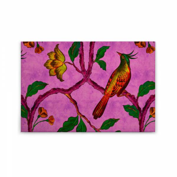 Leinwandbild Vögel M1-No.50215 | Wandbild 60 x 90 cm | Rosa Grün Keilrahmen Floral Natur