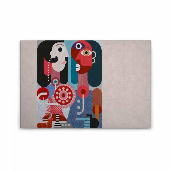 Leinwandbild Kunst M1-No.50218 | Wandbild 60 x 90 cm | Abstrakt Grau Rot Keilrahmenbild