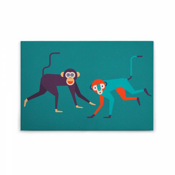 Leinwandbild Affen M1-No.50212 | Wandbild 60 x 90 cm | Grün Lila Keilrahmen Tiere
